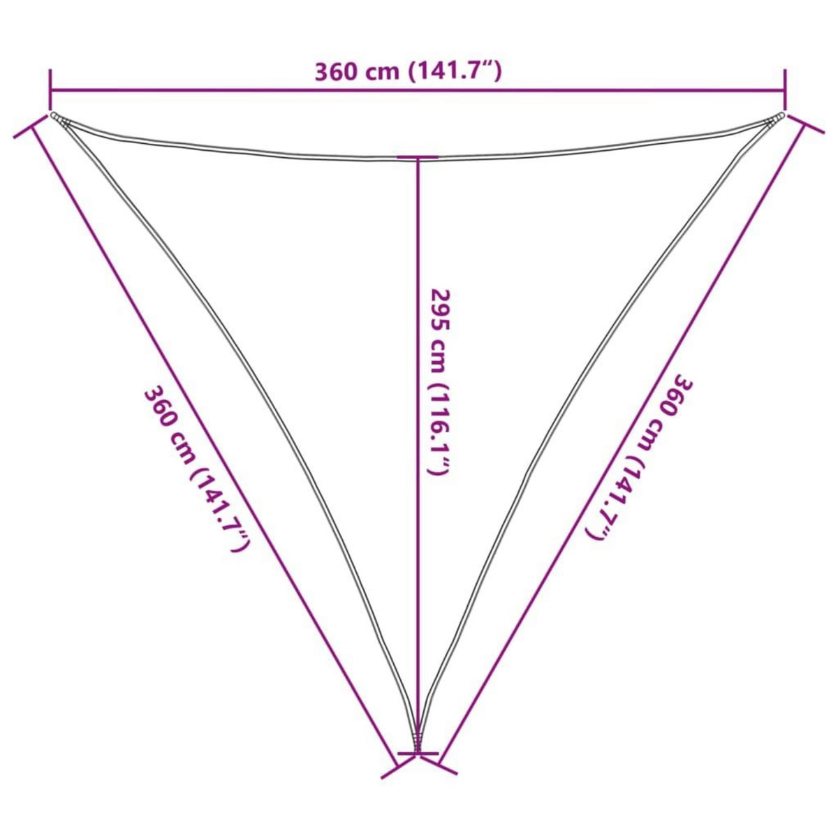 VIDAXL Voile d'ombrage 160 g/m^2 Marron 3,6x3,6x3,6 m PEHD