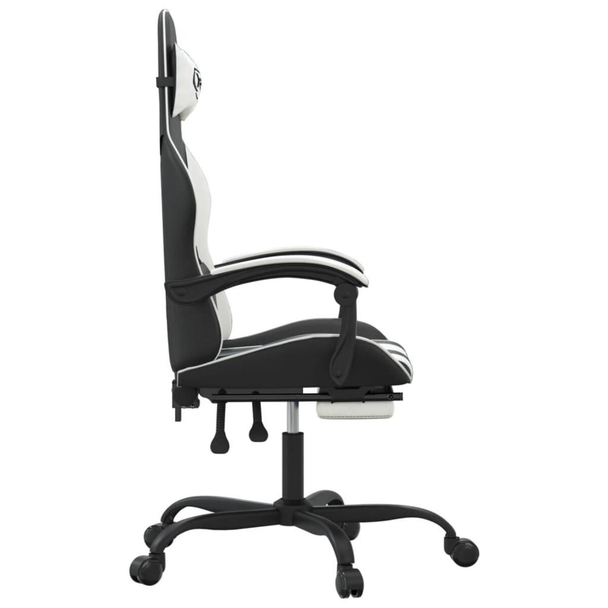 VIDAXL Chaise de jeu avec repose-pied Noir et blanc Similicuir