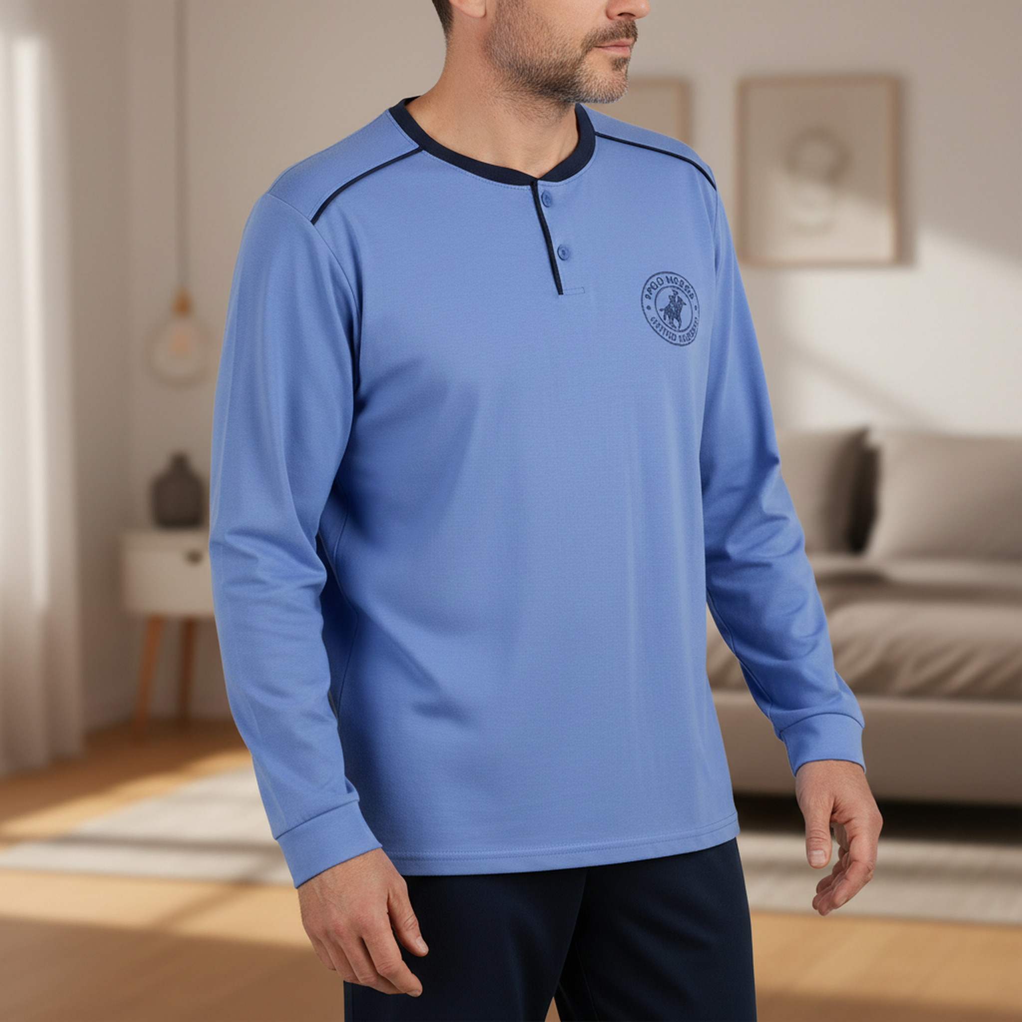 Voir la diapositive 2 : OZABI Ozabi pyjama homme doublé polaire écusson brodé