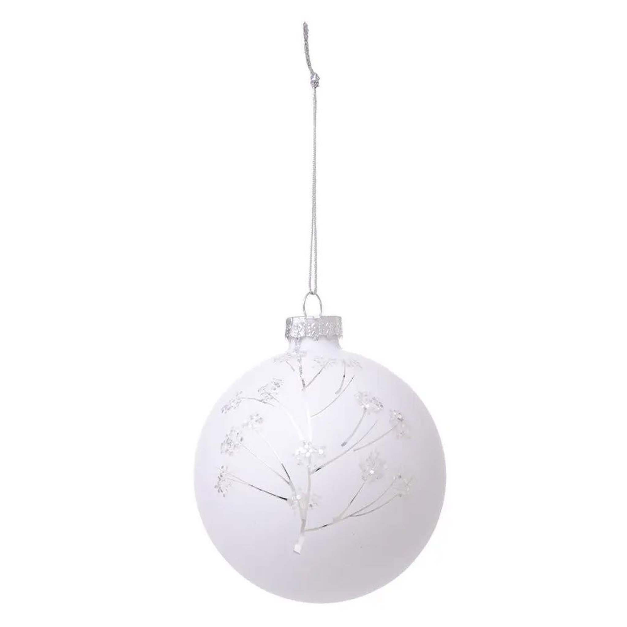 ATMOSPHERA Boule de noël paillettes  souffle polaire  7cm blanc
