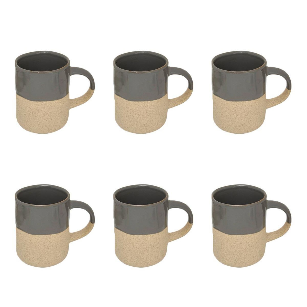 SECRET DE GOURMET Lot de 6 Mugs en Faïence  Kate  34cl Gris