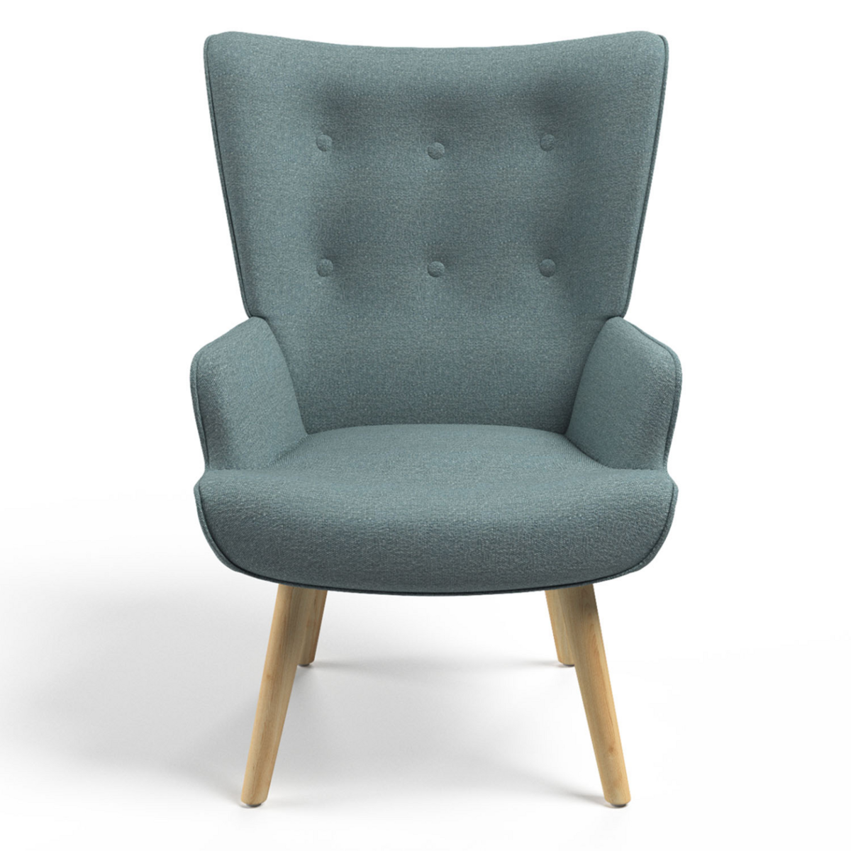 ID MARKET Fauteuil scandinave IVAR en tissu vert eucalyptus