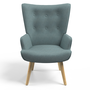 Voir la diapositive 3 : ID MARKET Fauteuil scandinave IVAR en tissu vert eucalyptus