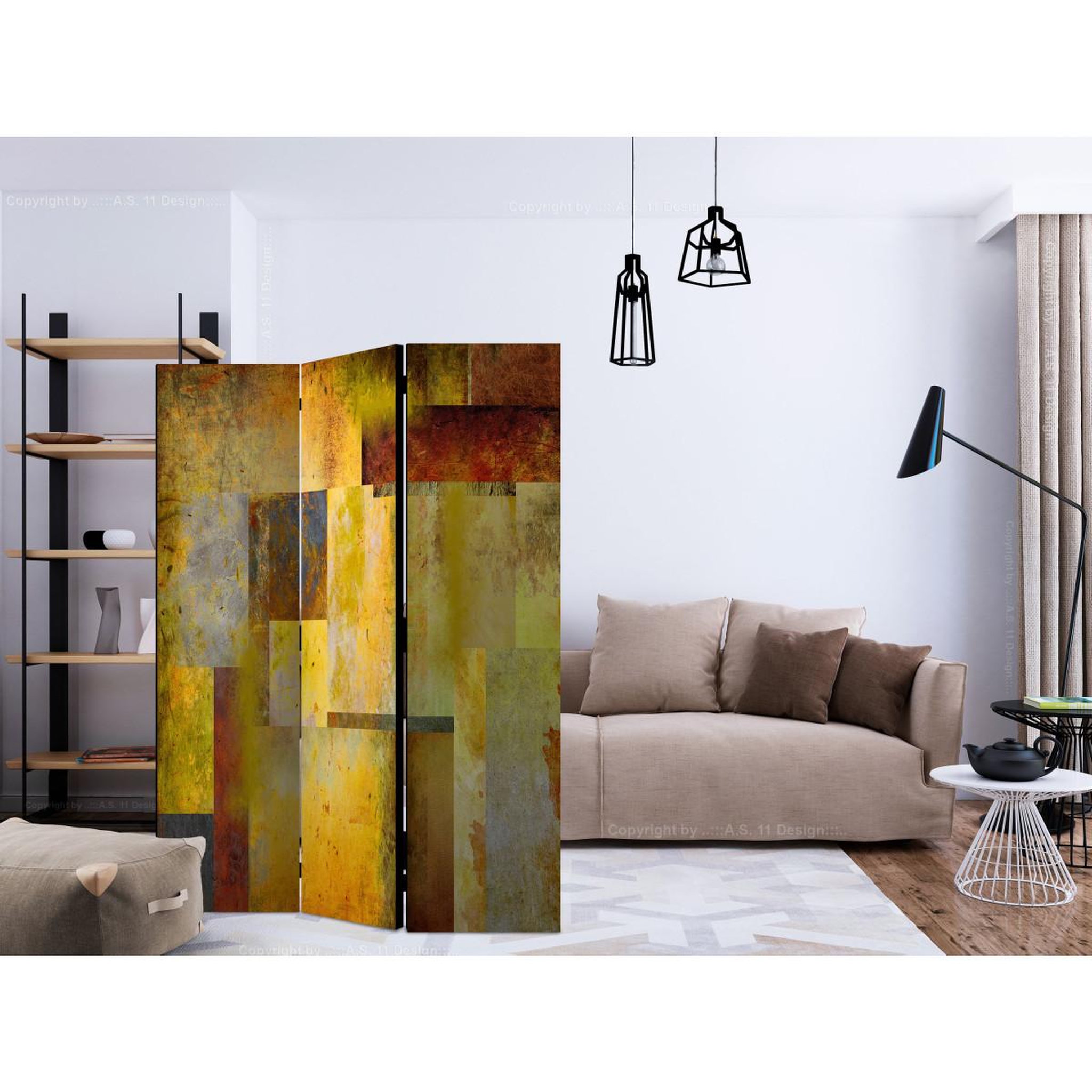 Voir la diapositive 2 : Paris Prix Paravent 3 volets  orange hue of art expression  135x172cm
