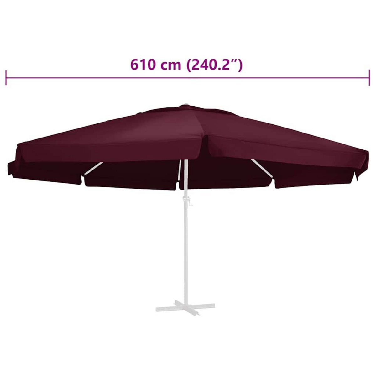 VIDAXL Tissu de remplacement pour parasol d'exterieur Bordeaux 610 cm