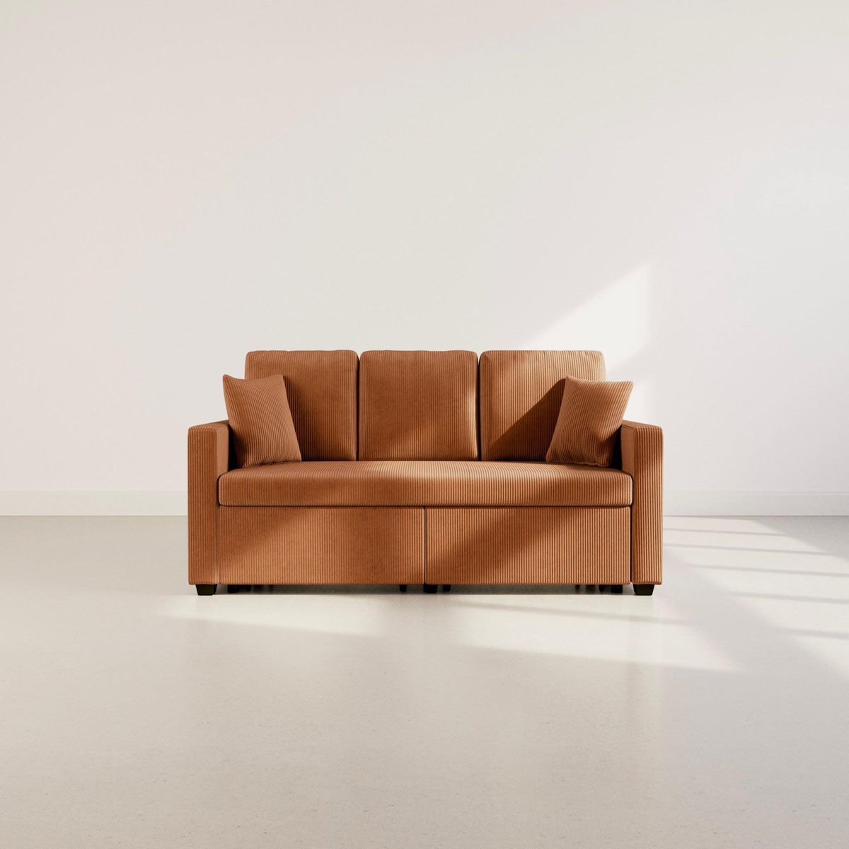 BEST MOBILIER Cyrus - canapé droit 3 places convertible en velours côtelé
