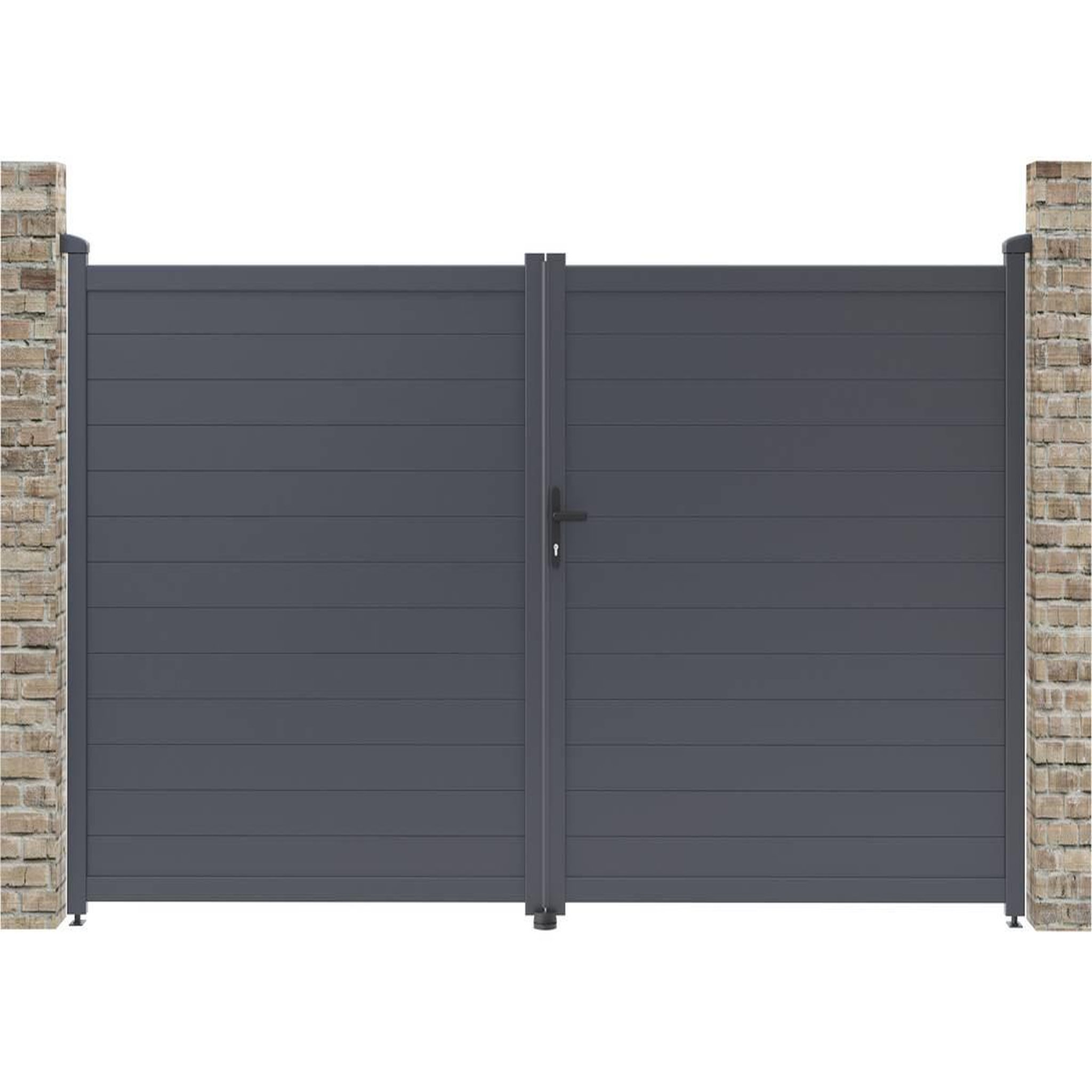 Voir la diapositive 1 : Habitat et Jardin Portail aluminium  Marc  - 349.5 x 180.9 cm - Gris