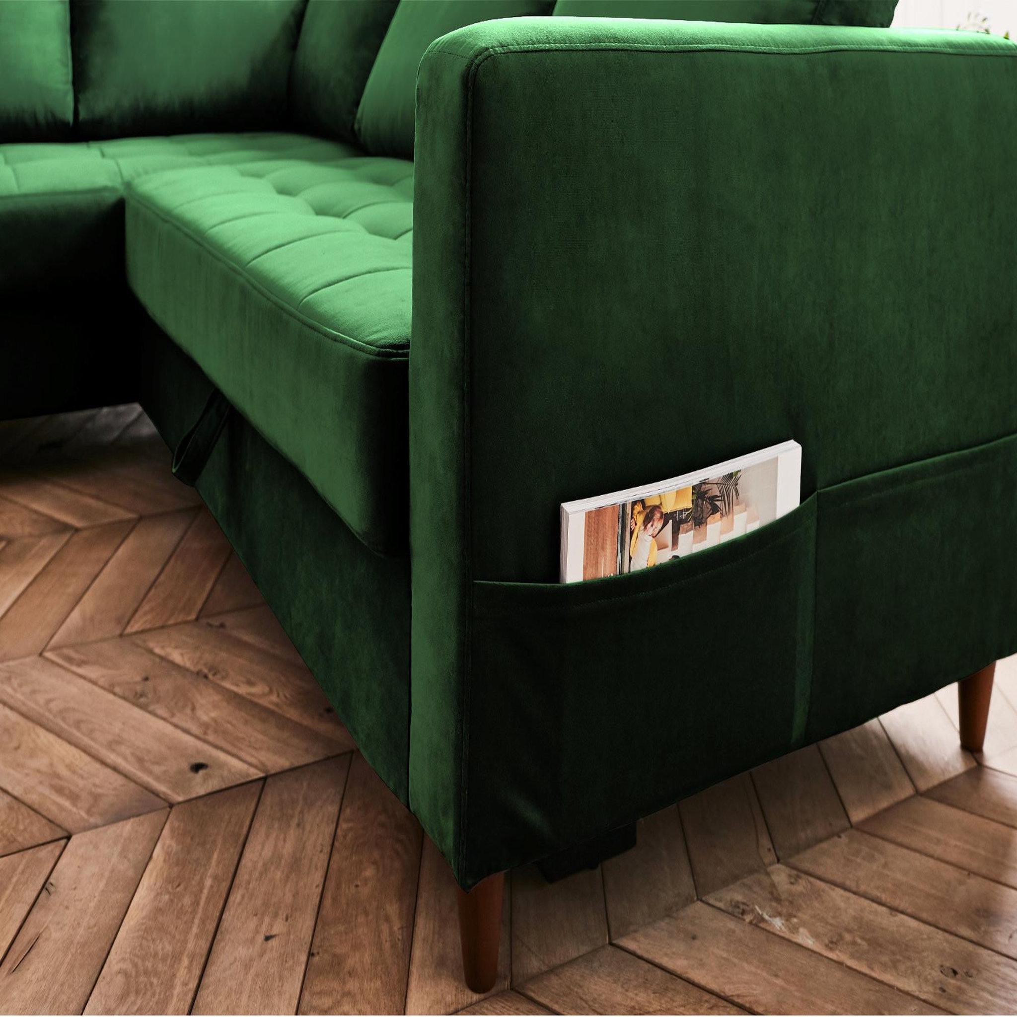 Voir la diapositive 4 : LISA DESIGN Anna - canapé d'angle gauche - 5 places - convertible - en velours