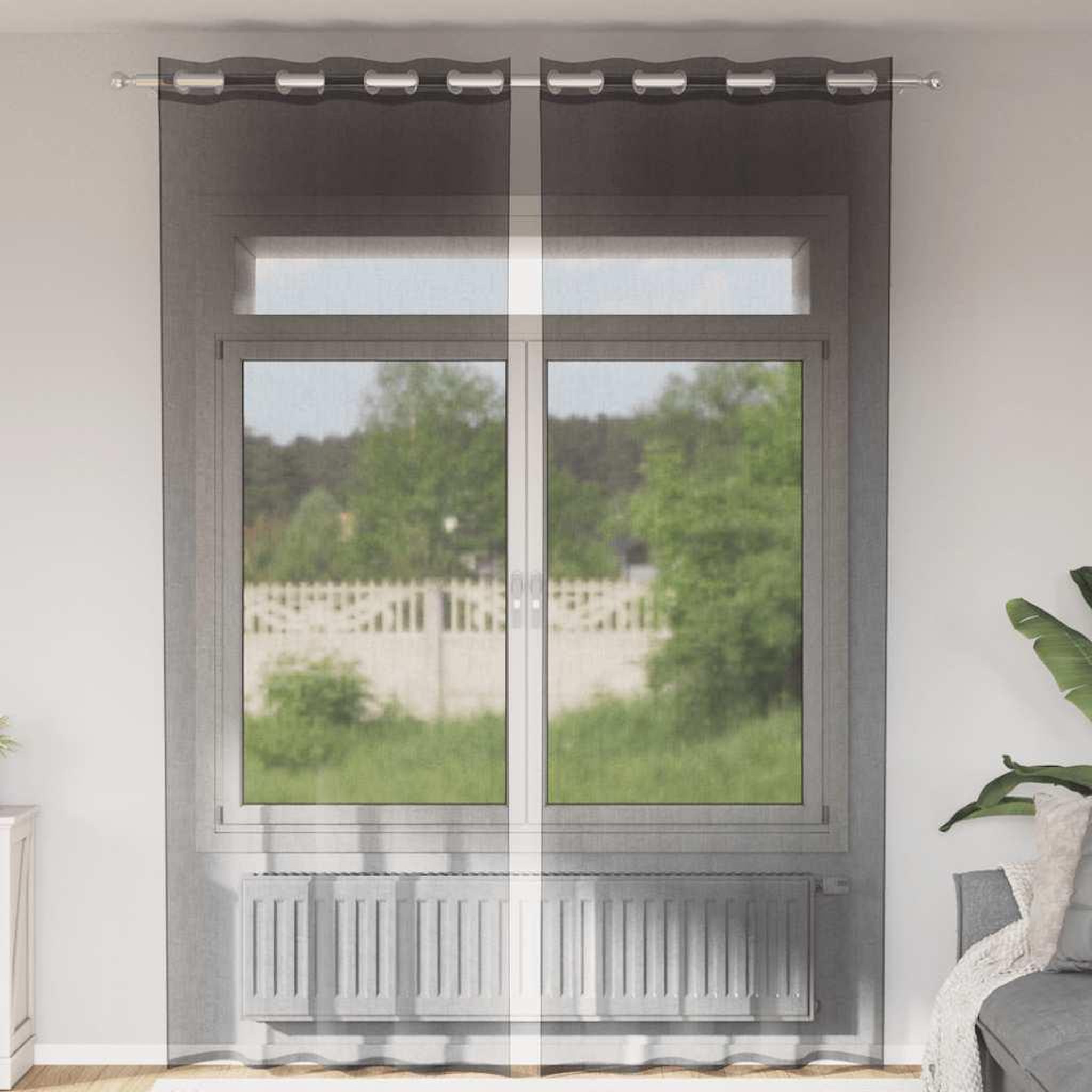 VIDAXL Rideaux en voile avec œillets 2 pcs noir 140x300 cm
