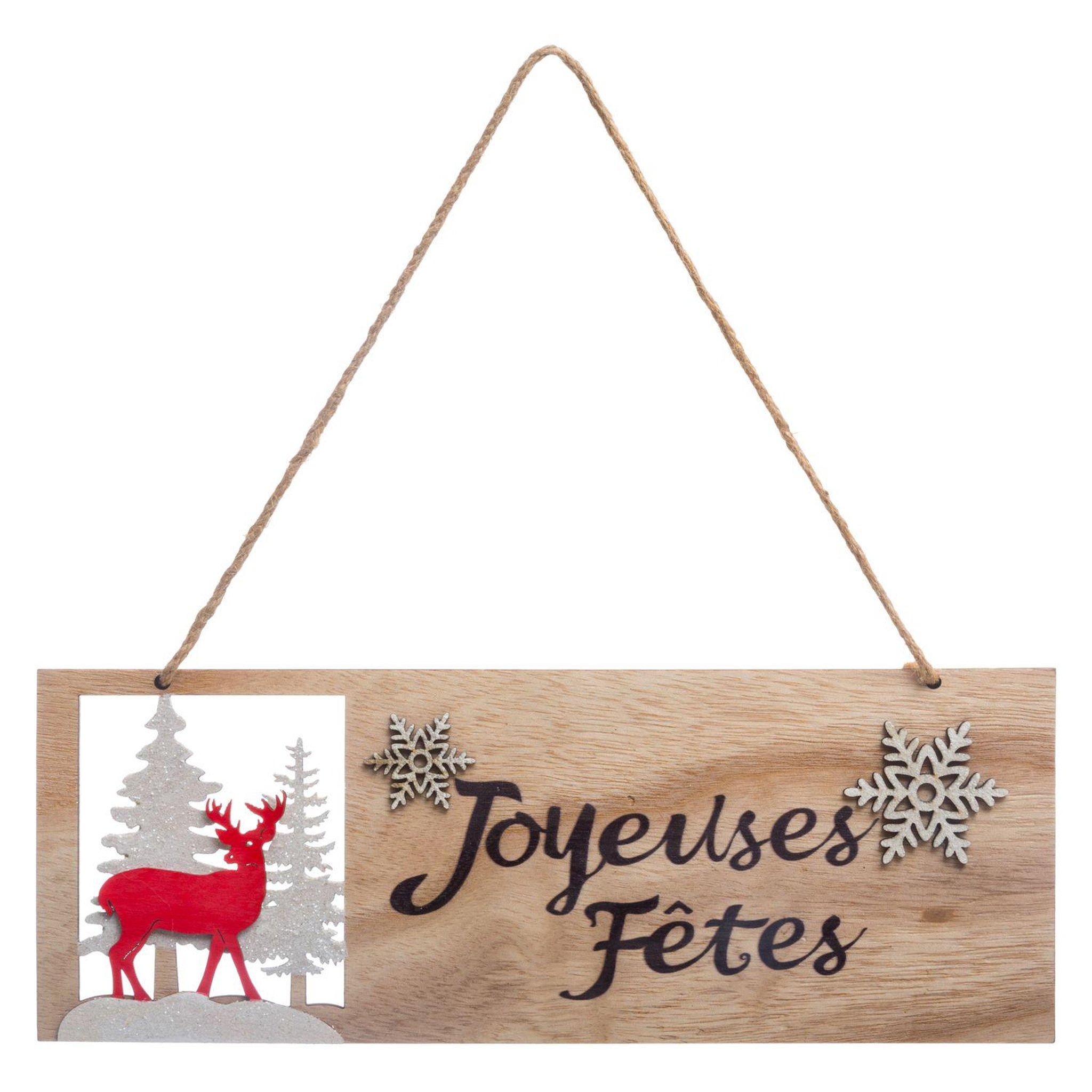 FEERIC LIGHT & CHRISTMAS Décoration de noël à suspendre en bois jeanne - beige