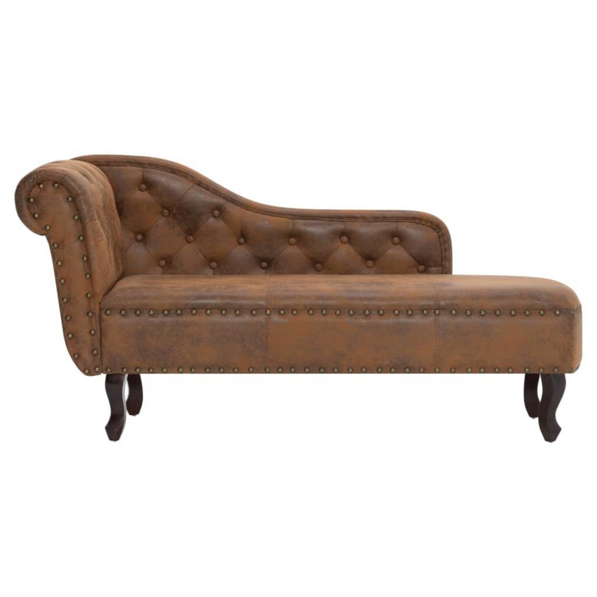 VIDAXL Chaise longue Marron Similicuir daim