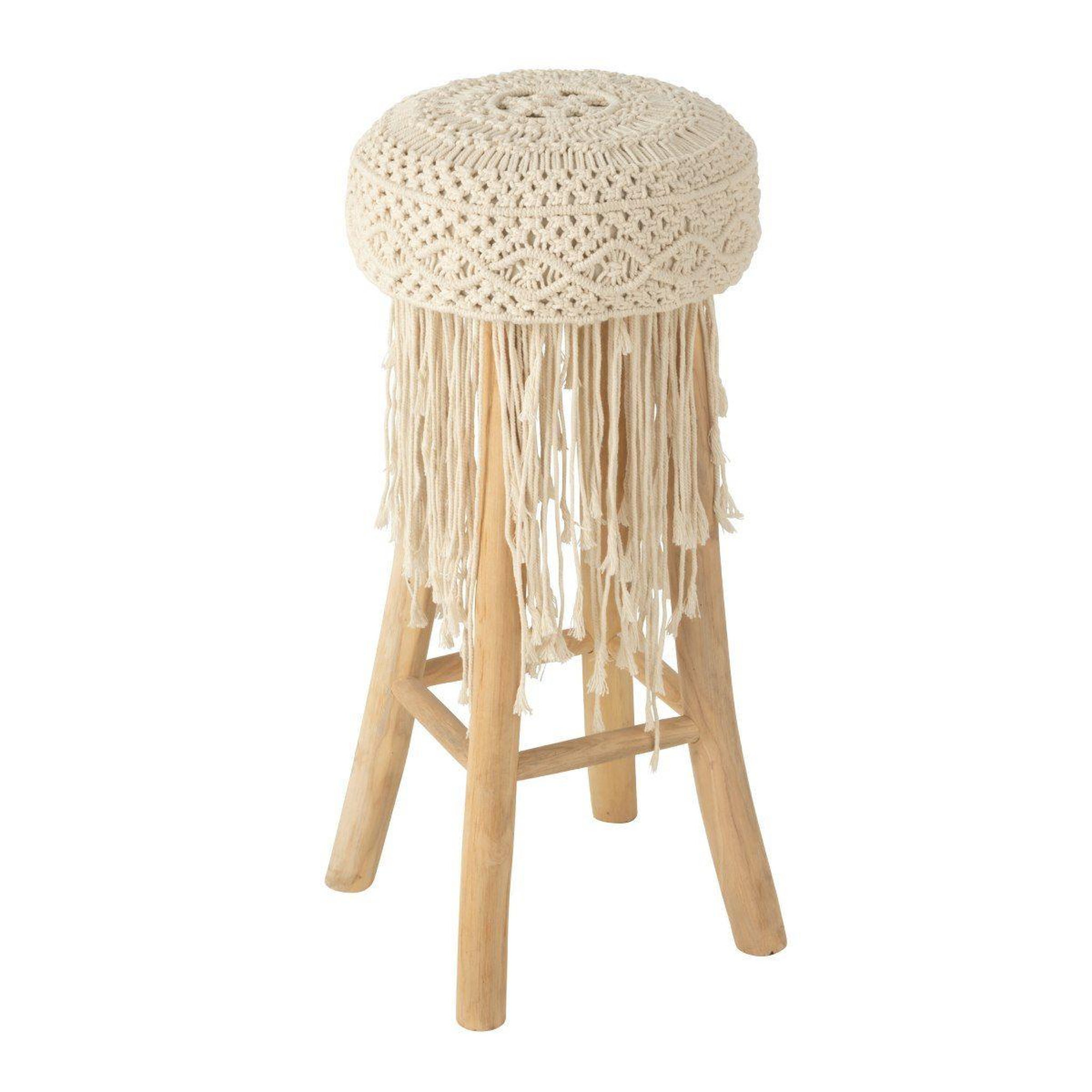J-LINE Tabouret de bar macramé  pure nature  85cm naturel