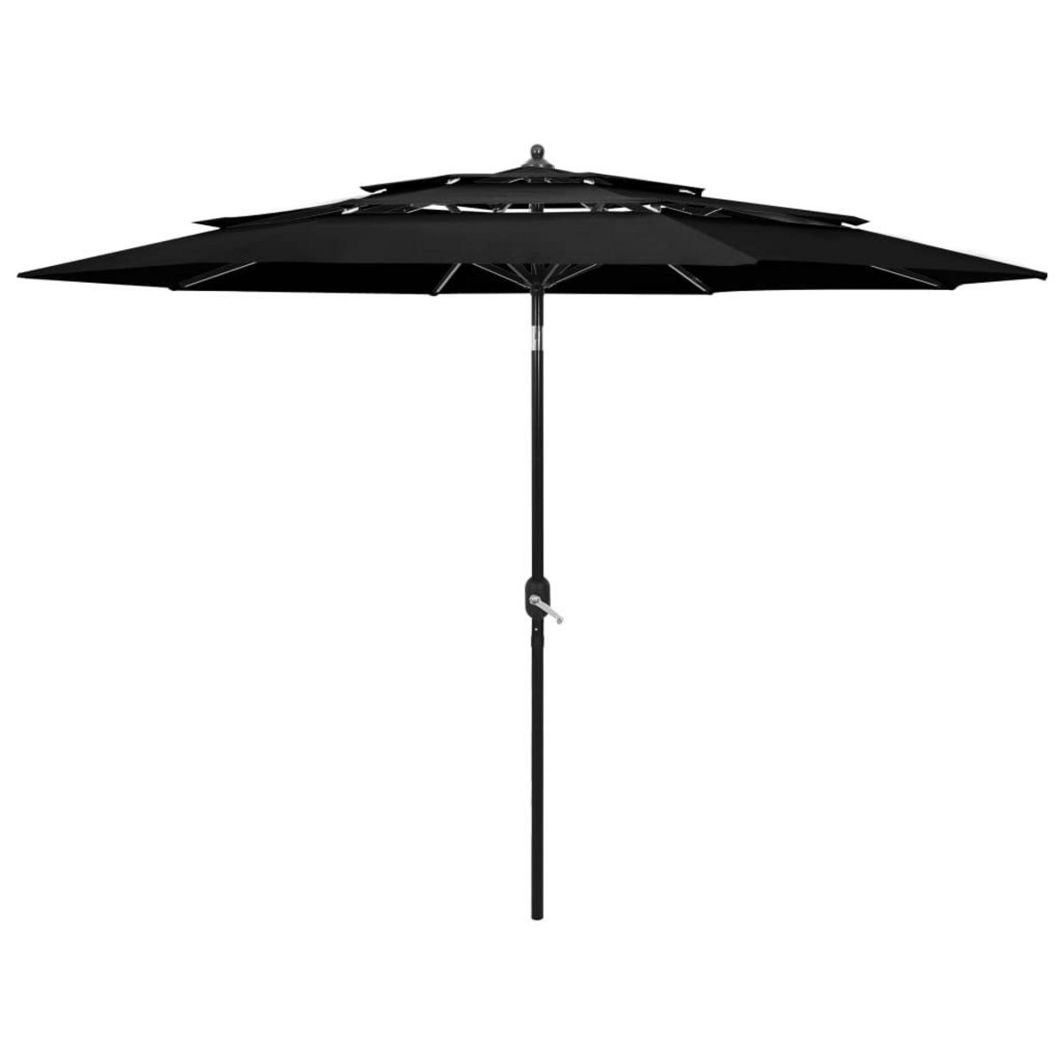 VIDAXL Parasol de jardin a 3 niveaux avec mat en aluminium noir 3 m