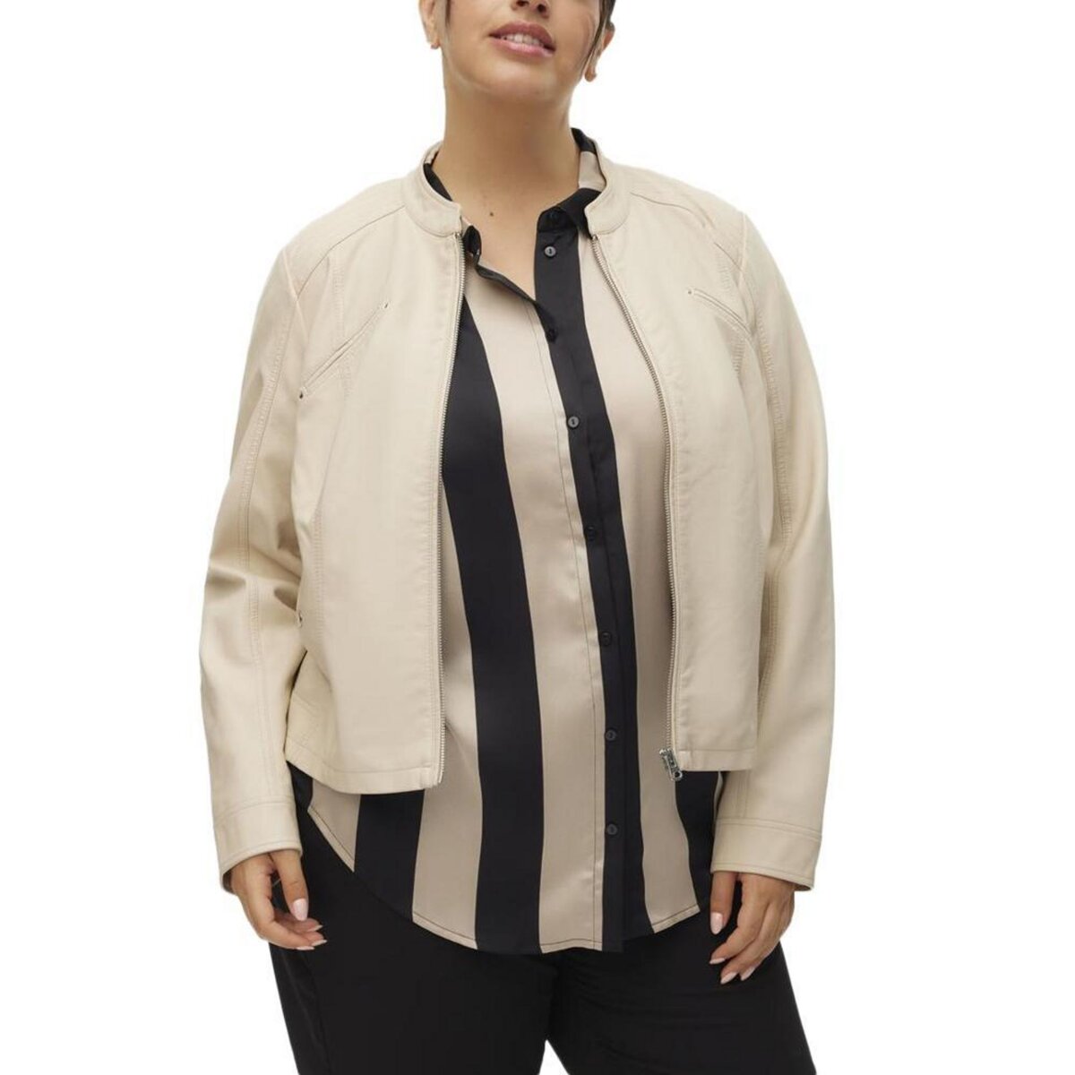 Vero Moda Veste Ecru Similicuir  Femme Vero Moda Favodona Coated