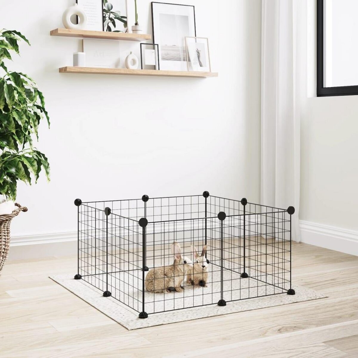 VIDAXL Cage animaux de compagnie a 8 panneaux Noir 35x35 cm Acier