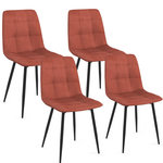 ID MARKET Lot de 4 chaises MILA en velours terracotta pour salle à manger