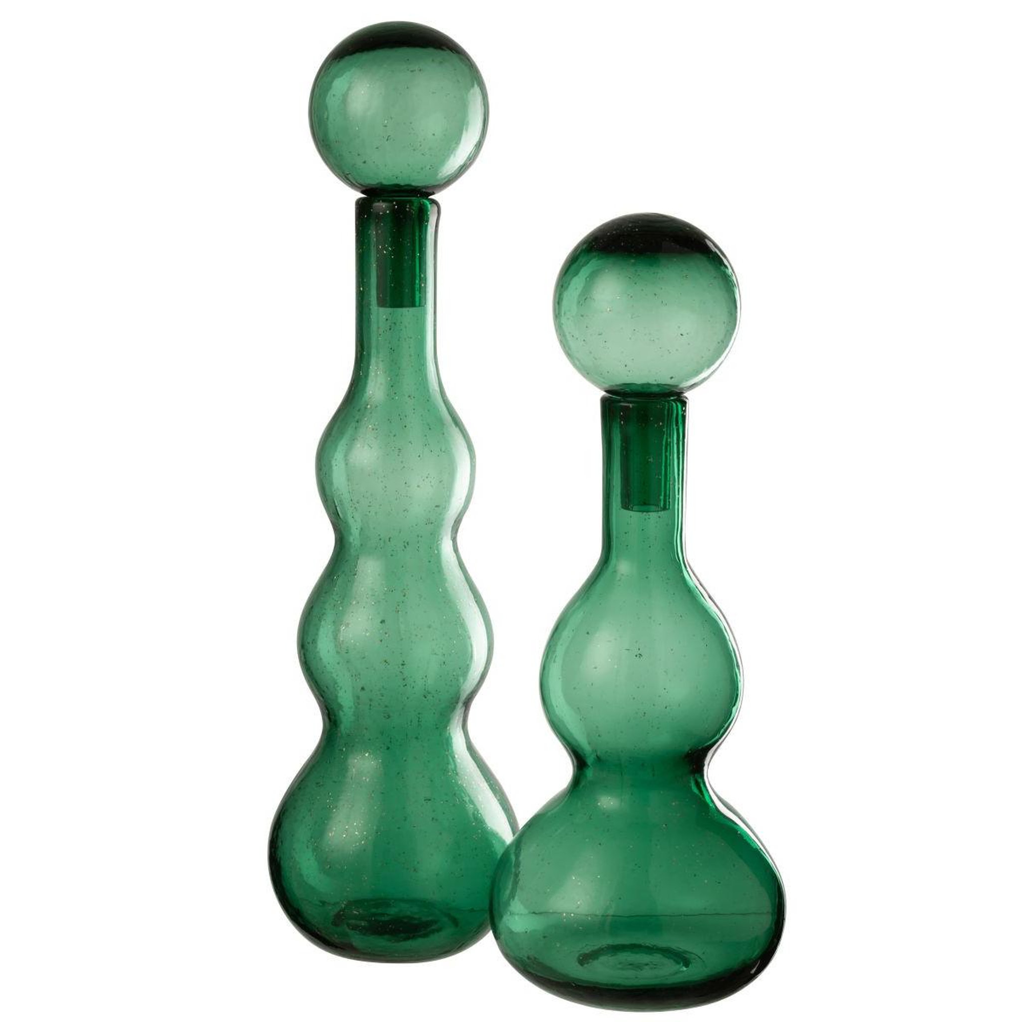 Voir la diapositive 3 : J-LINE Carafe design en verre  carol  52cm vert émeraude