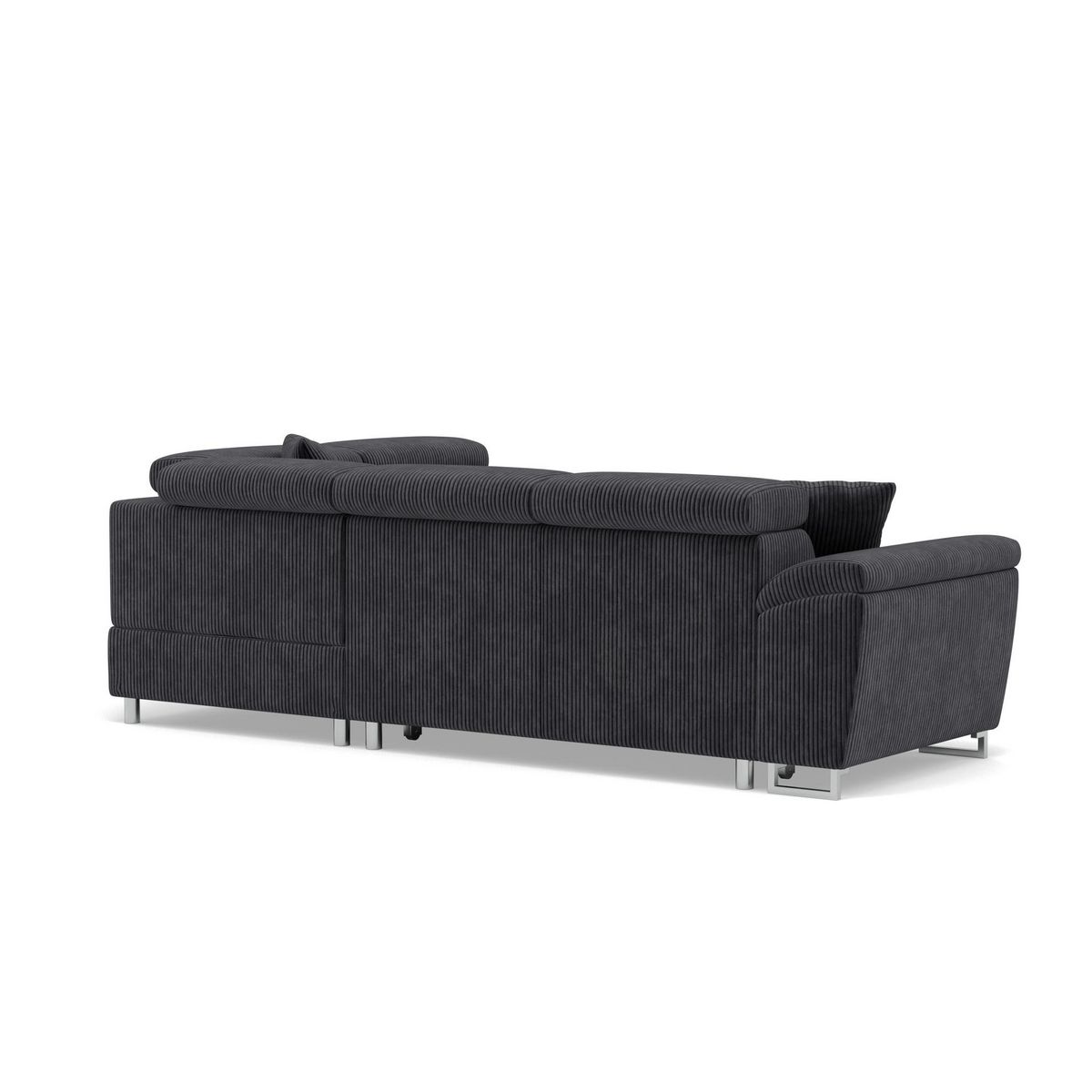 BEST MOBILIER Baoji - canapé d'angle droit 5 places convertible avec têtières et coffre en velours côtelé