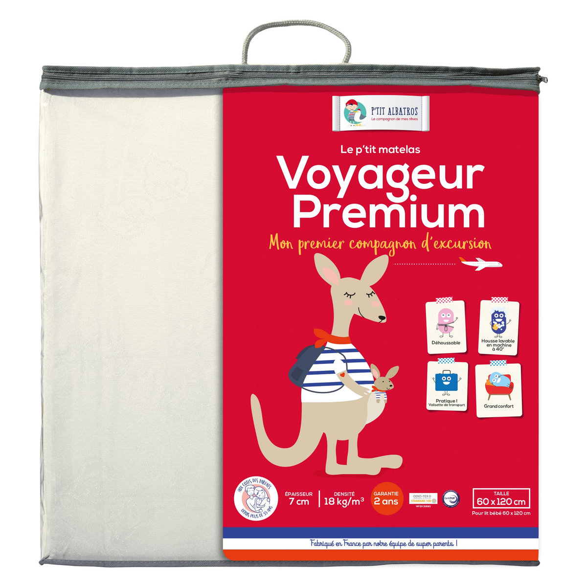 Ptit Albatros Le Ptit Matelas Nomade Premium Pliant 2 parties