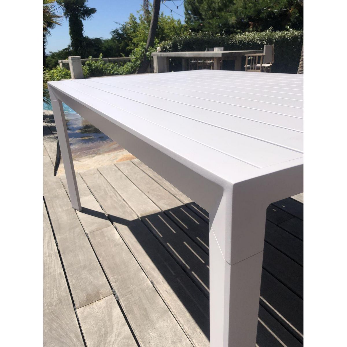 GIvex Salon de jardin - 8 places - Aluminium - Blanc - MANUELA