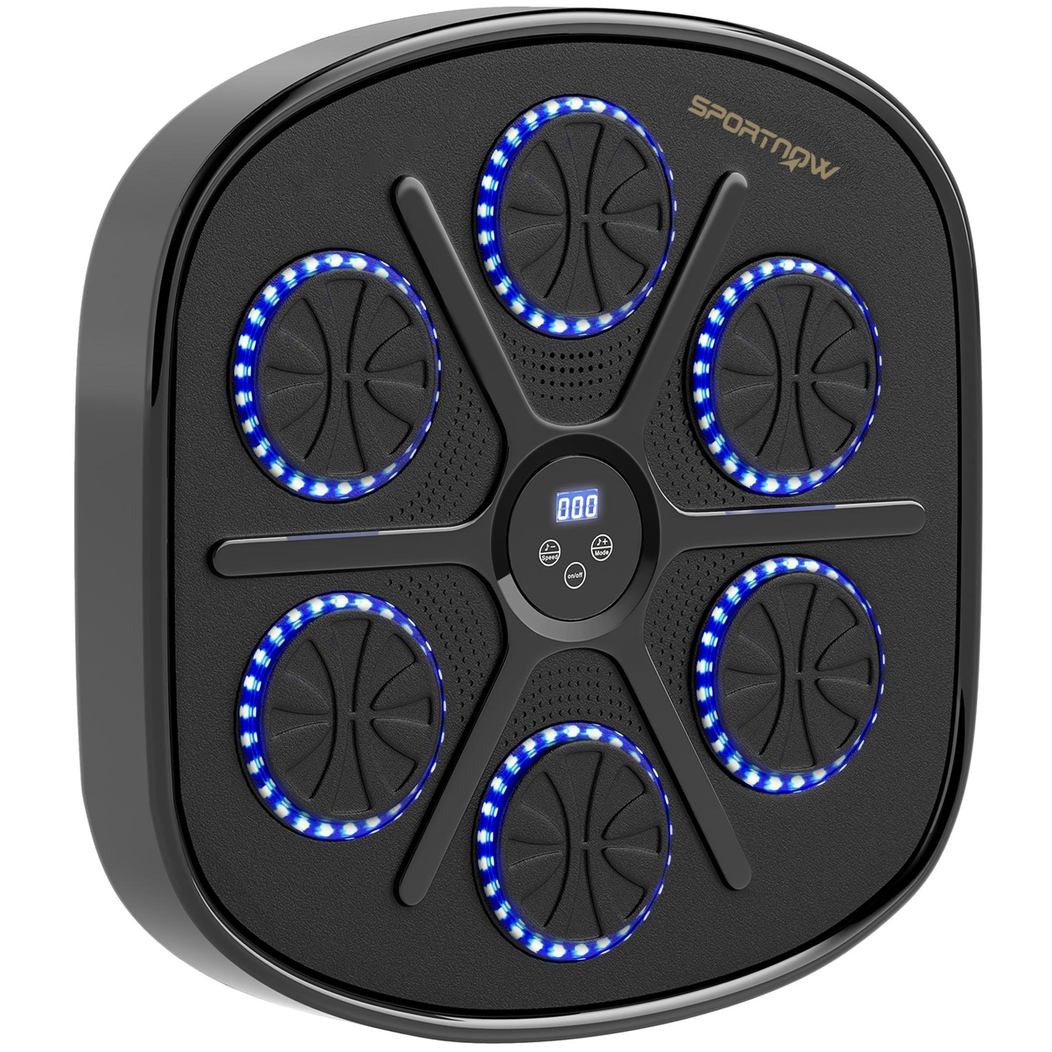 HOMCOM Machine de boxe musicale murale avec lumières - 9 vitesses, modes, Bluetooth - gants - noir