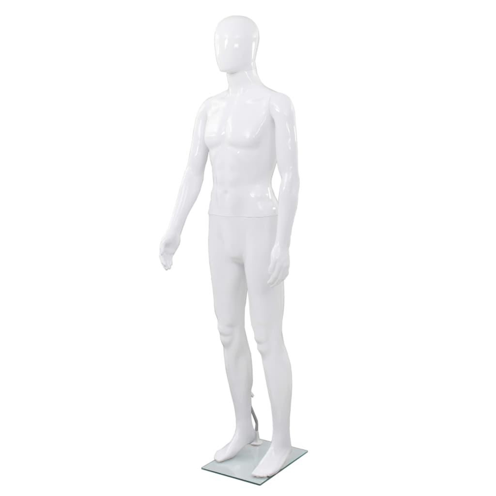 Voir la diapositive 1 : VIDAXL Mannequin homme corps complet base verre Blanc brillant 185 cm