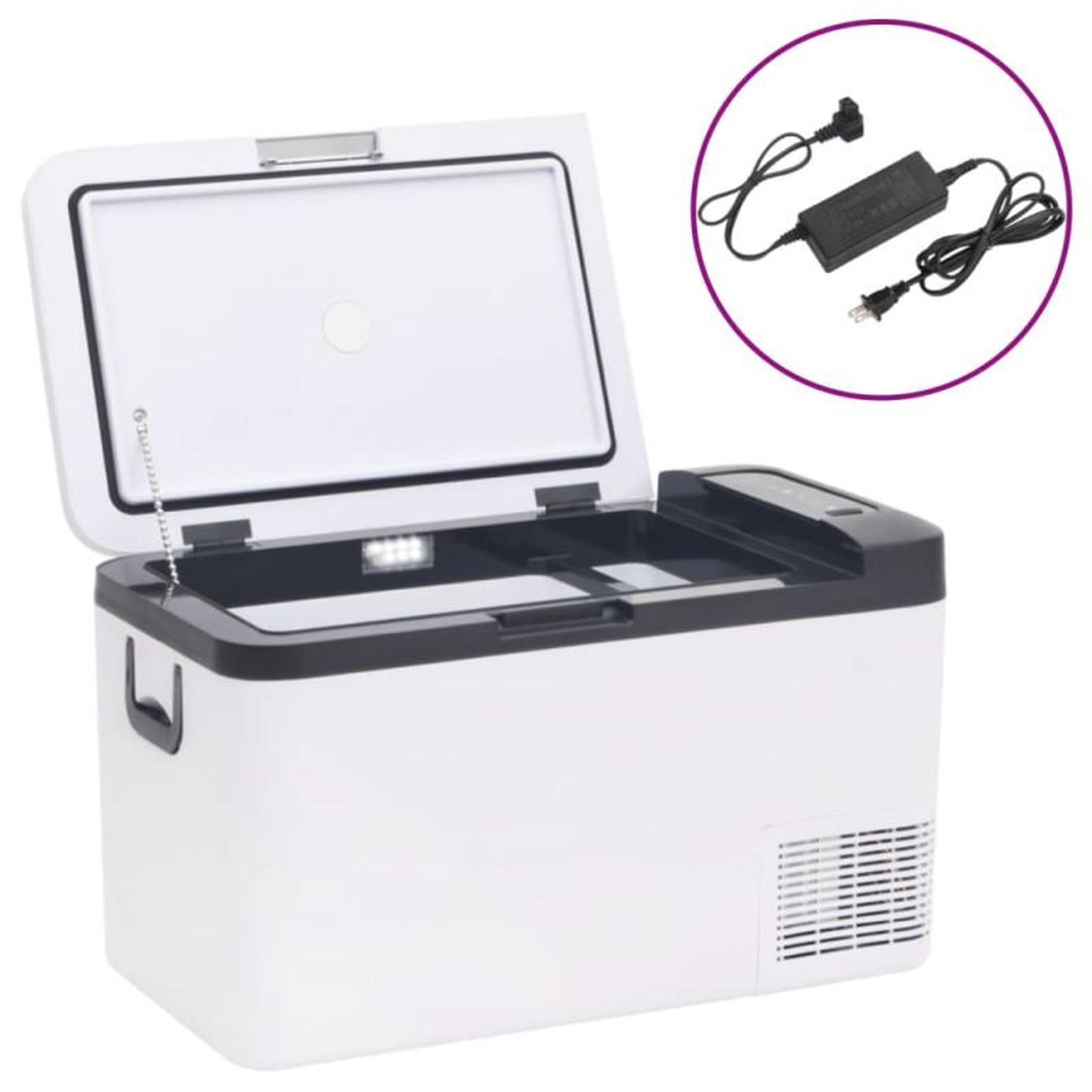 Voir la diapositive 1 : VIDAXL Glacière avec poignée et adaptateur noir et blanc 18 L PP et PE
