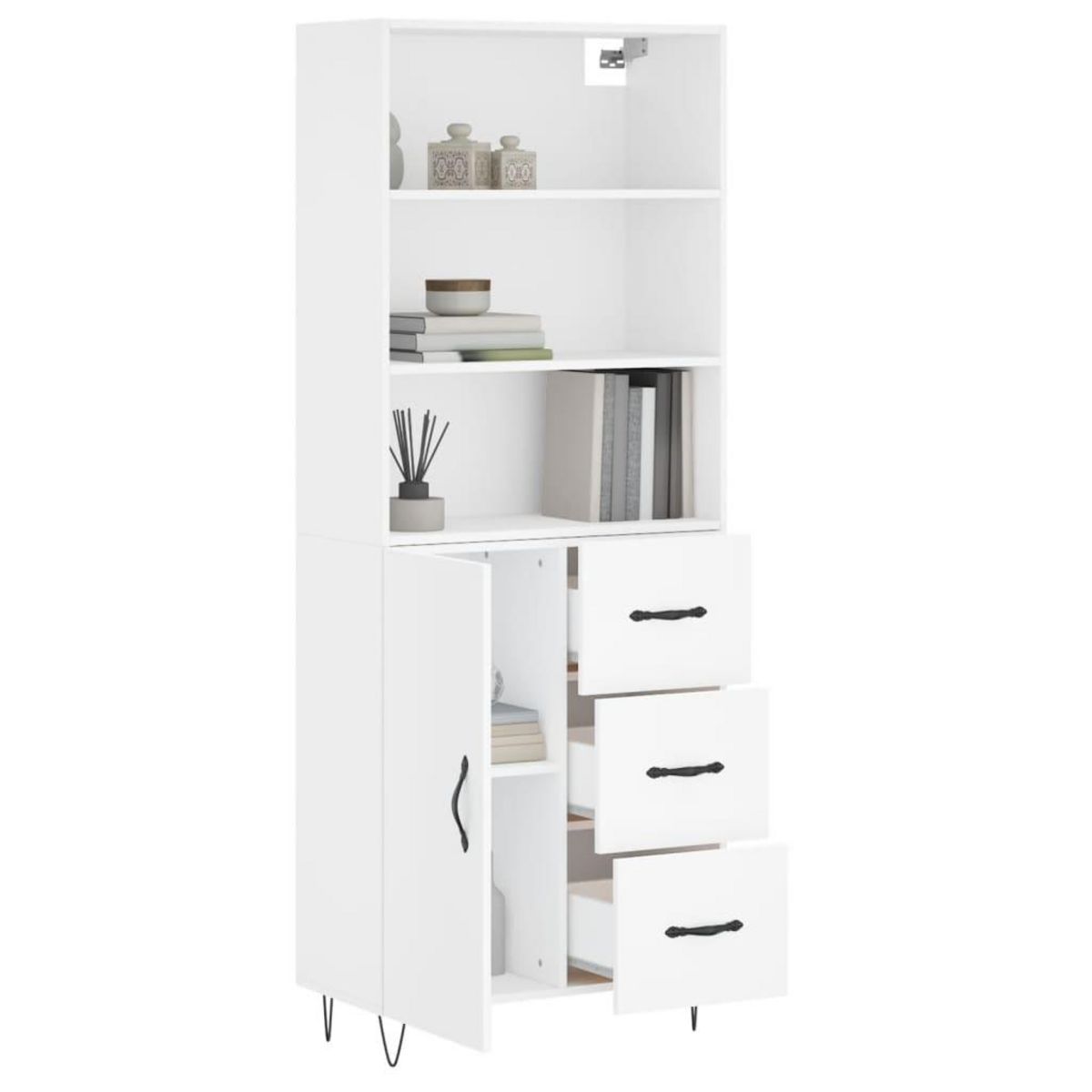 VIDAXL Buffet haut Blanc 69,5x34x180 cm Bois d'ingenierie