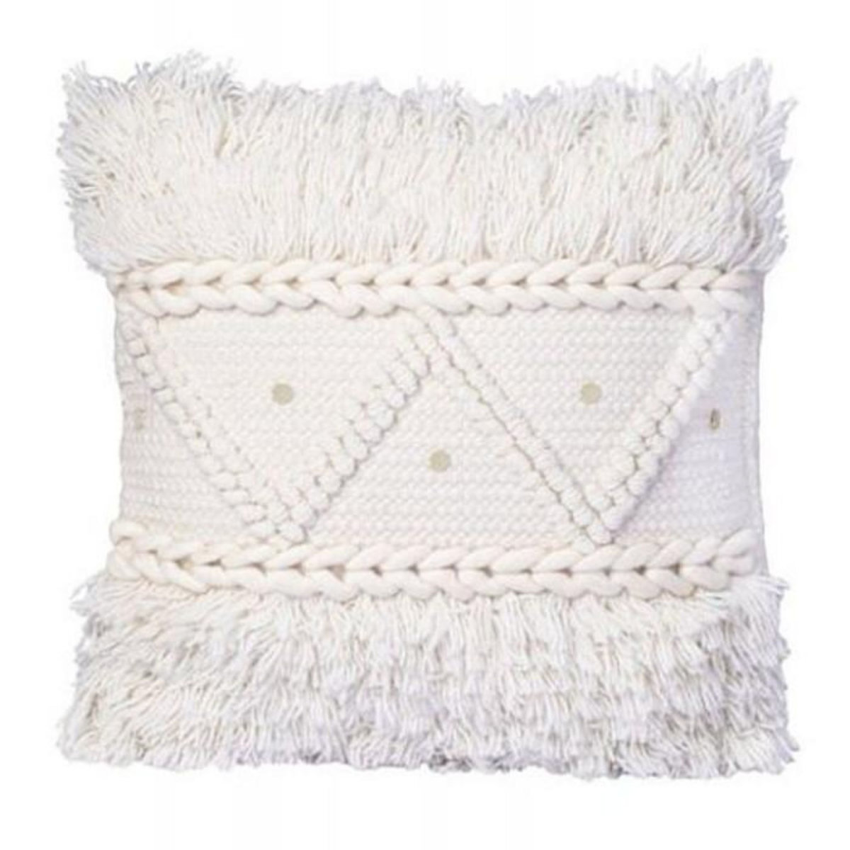 Paris Prix Coussin Tissé à la Main  Bohist  45x45cm Crème