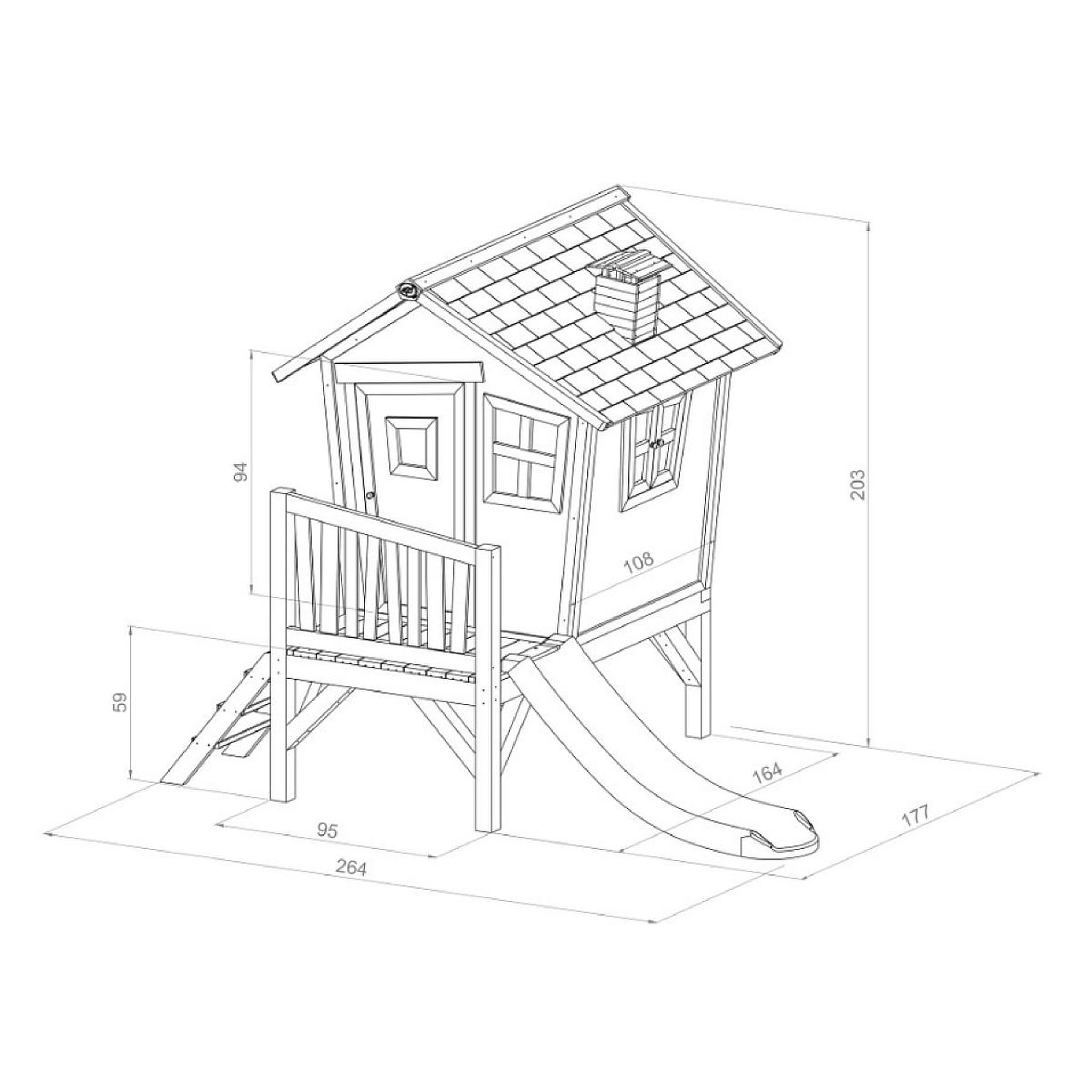 Voir la diapositive 3 : Axi House Maisonnette Robin marron-vert toboggan blanc
