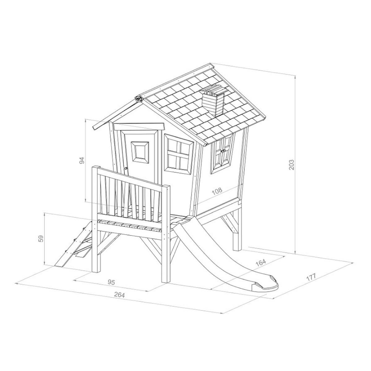 Axi House Maisonnette Robin marron-vert toboggan blanc