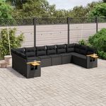 VIDAXL Salon de jardin 10 pcs avec coussins noir resine tressee