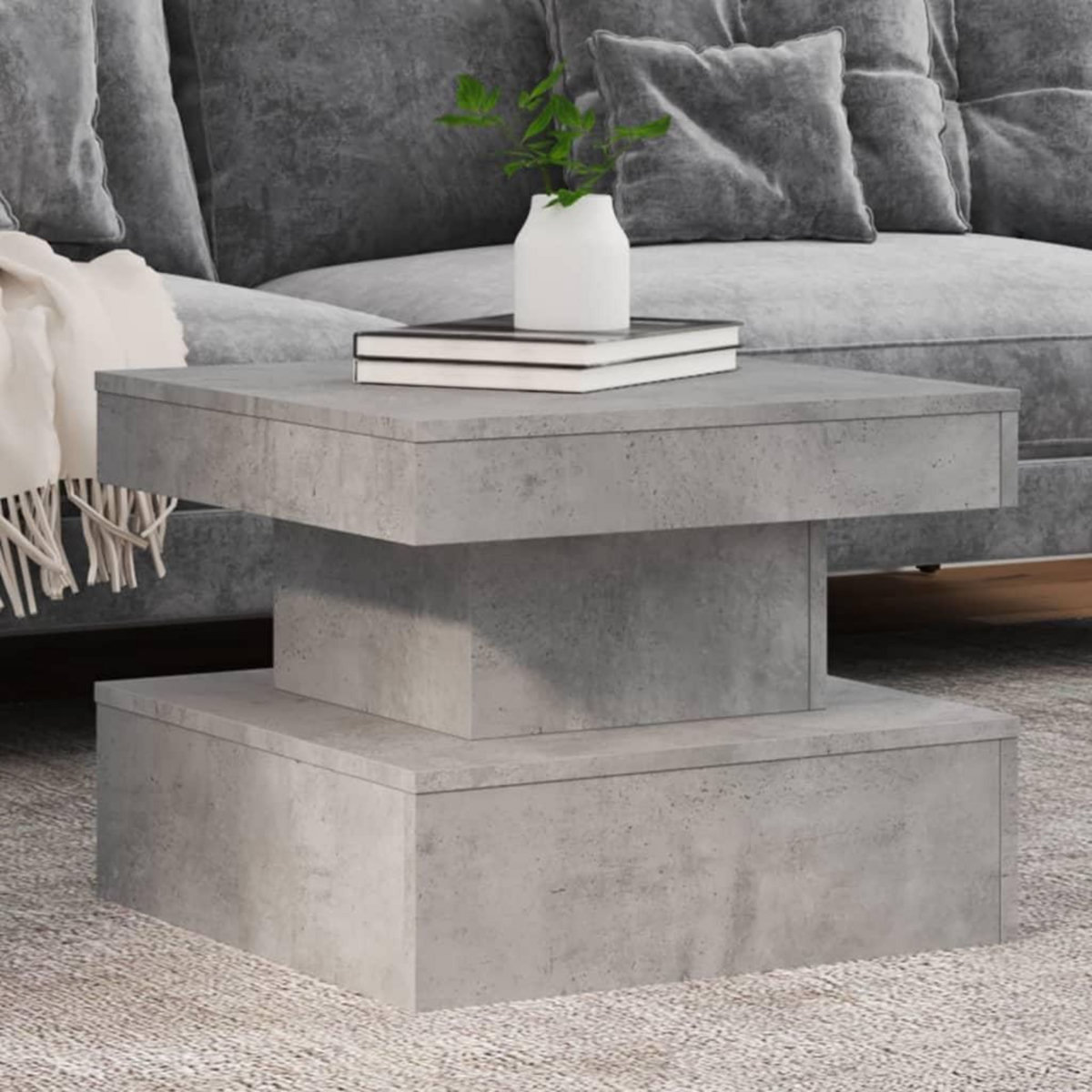 VIDAXL Table basse avec lumieres LED gris beton 50x50x40 cm