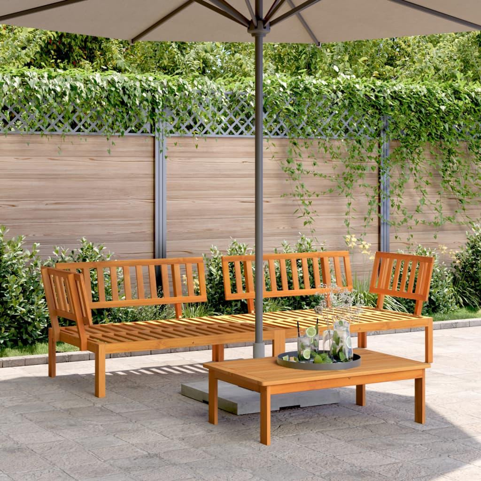 VIDAXL Canapes d'angle palette de jardin 2 pcs bois massif d'acacia