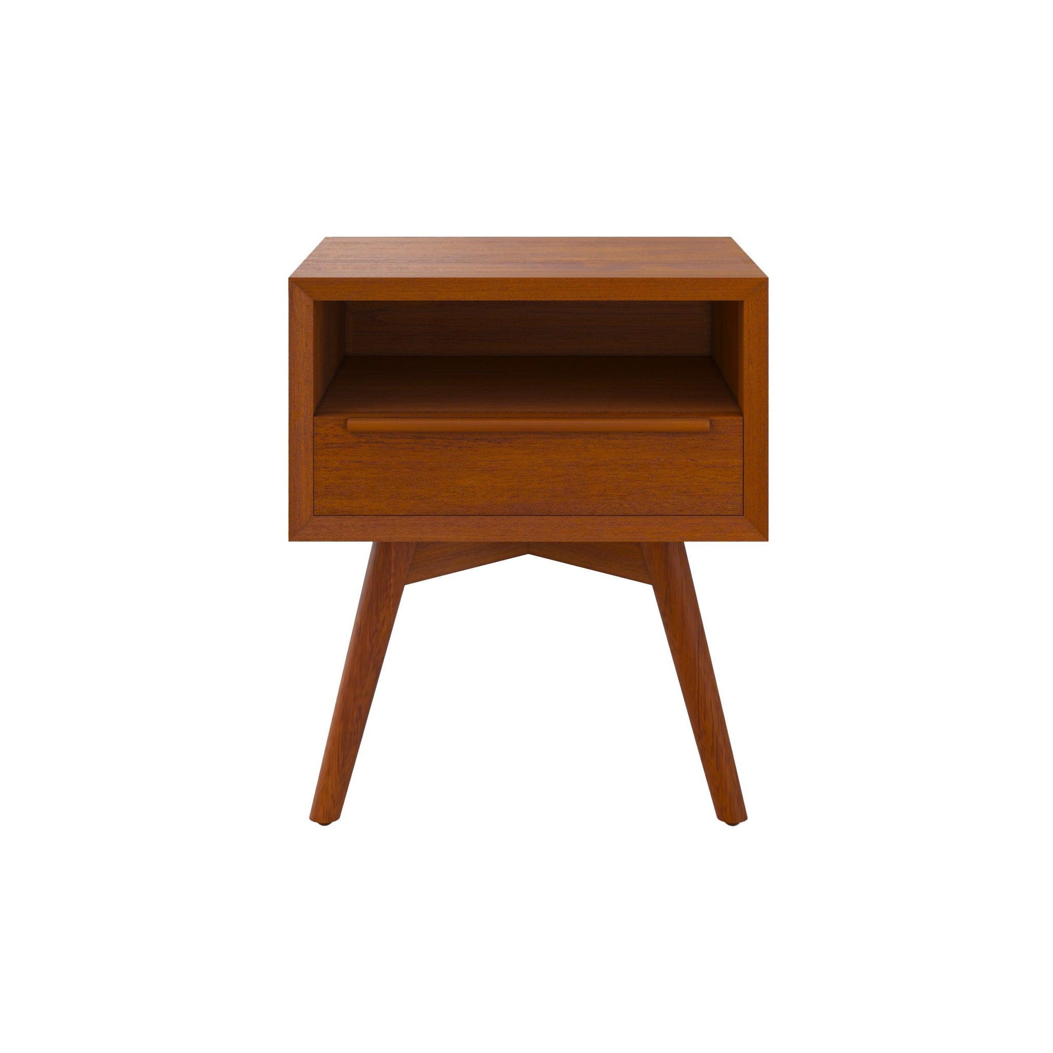 MAISON PAVANE Table de chevet en bois de teck, 1 niche et 1 tiroir-waya