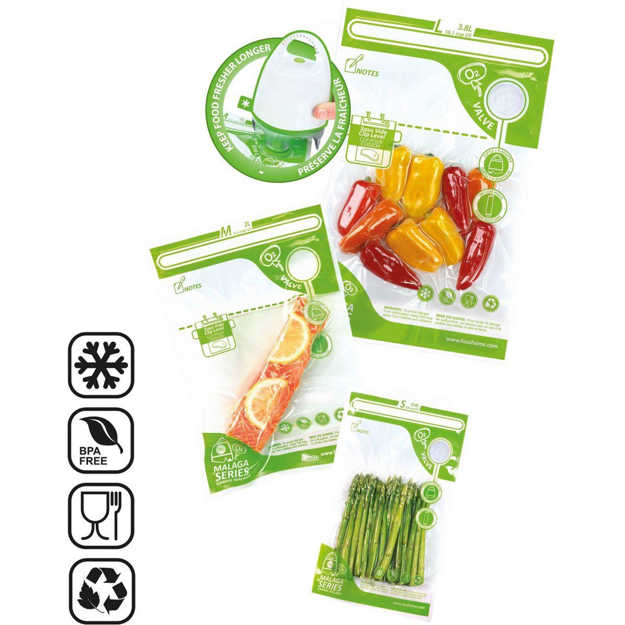 Voir la diapositive 2 : FOSA Sachets sous vide mise sous vide et 14 sacs