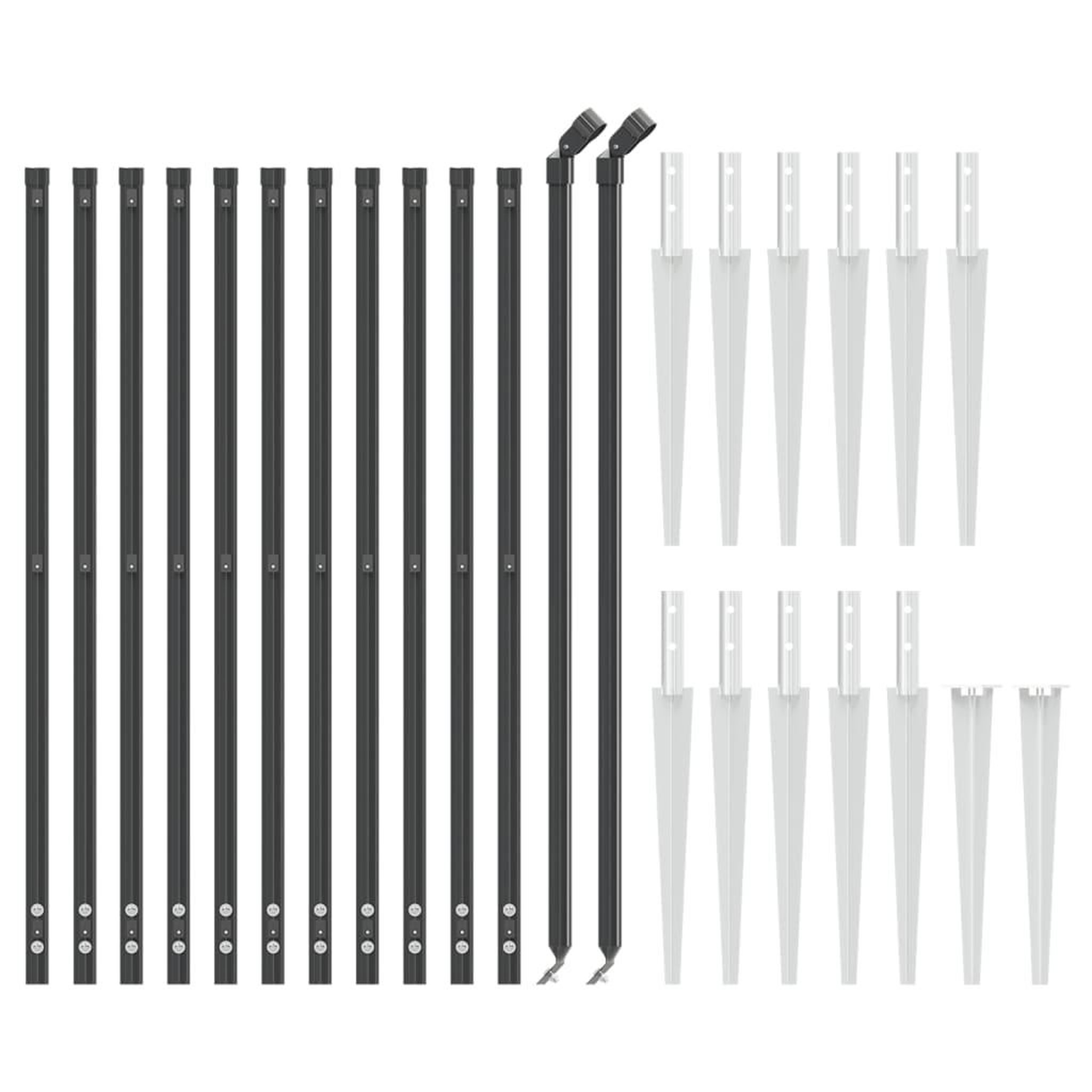 Voir la diapositive 3 : VIDAXL Cloture en treillis metallique et ancrage anthracite 1x25 m
