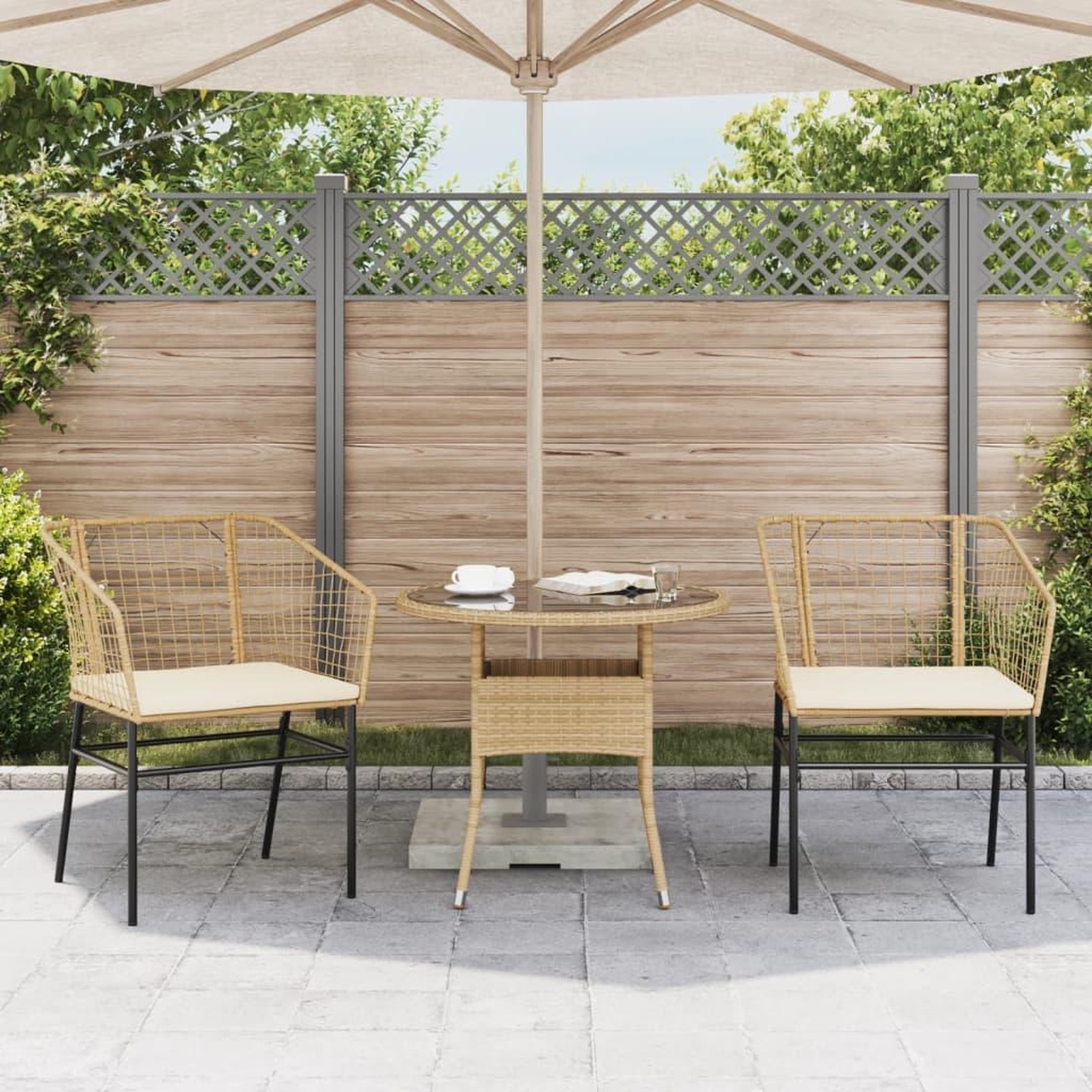 Voir la diapositive 3 : VIDAXL Chaises de jardin lot de 2 et coussins marron rotin