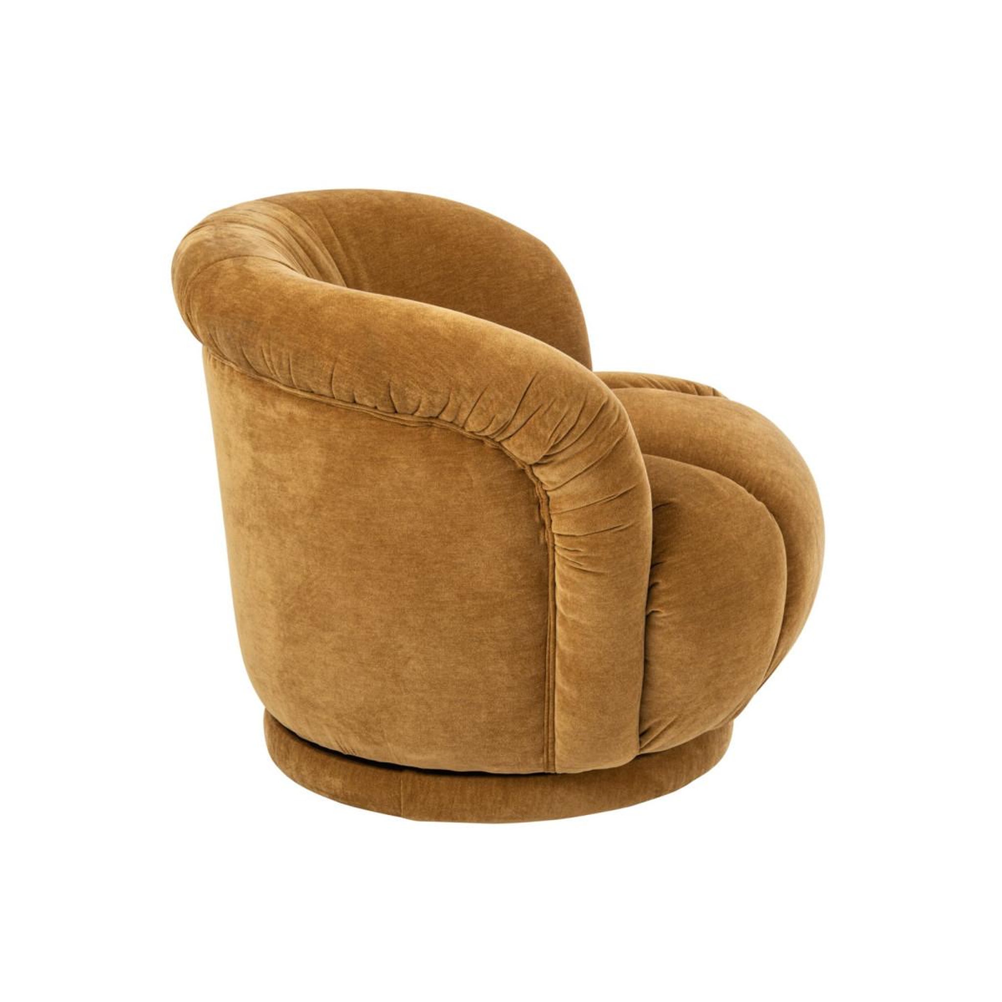 Voir la diapositive 3 : J-LINE Fauteuil pivotant en tissu  macaron  87cm moutarde