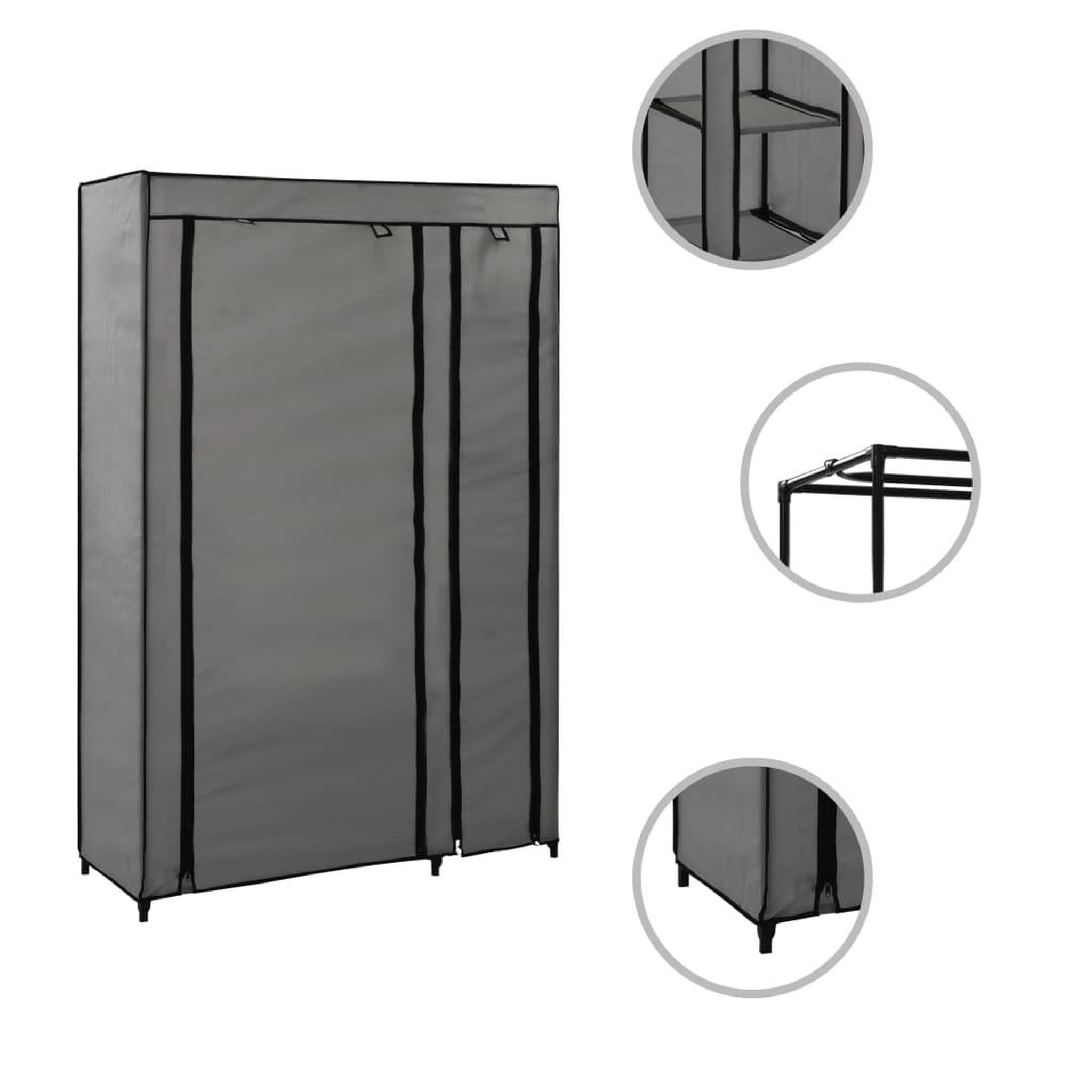 Voir la diapositive 3 : VIDAXL Garde-robes pliables 2 pcs Gris 110x45x175 cm Tissu