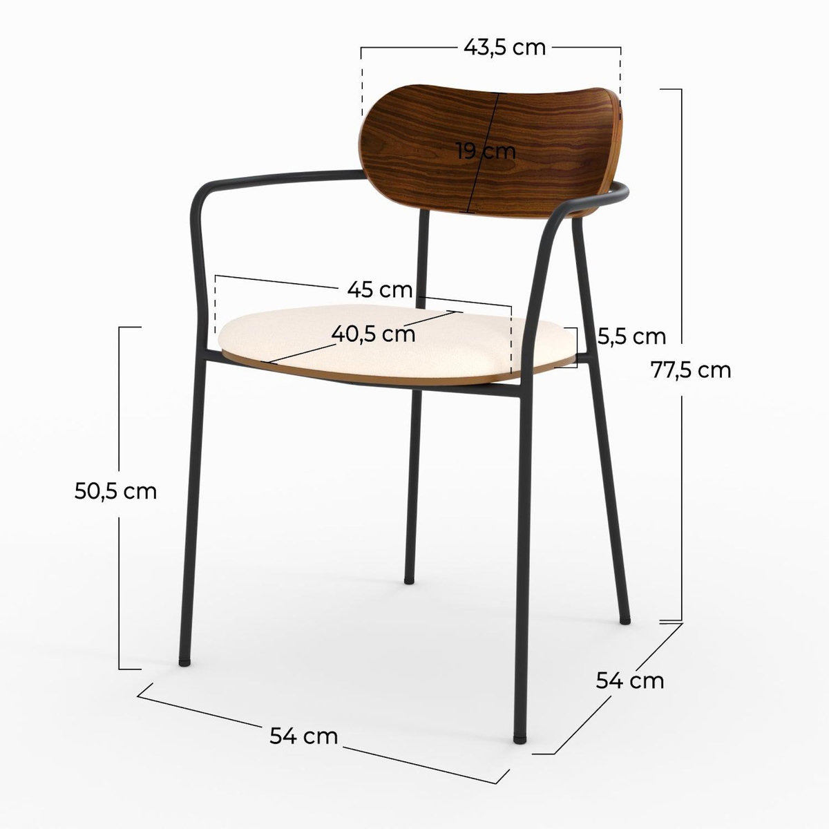 Rendez vous déco Lot de 2 chaises en tissu beige et placage en bois foncé-Marine