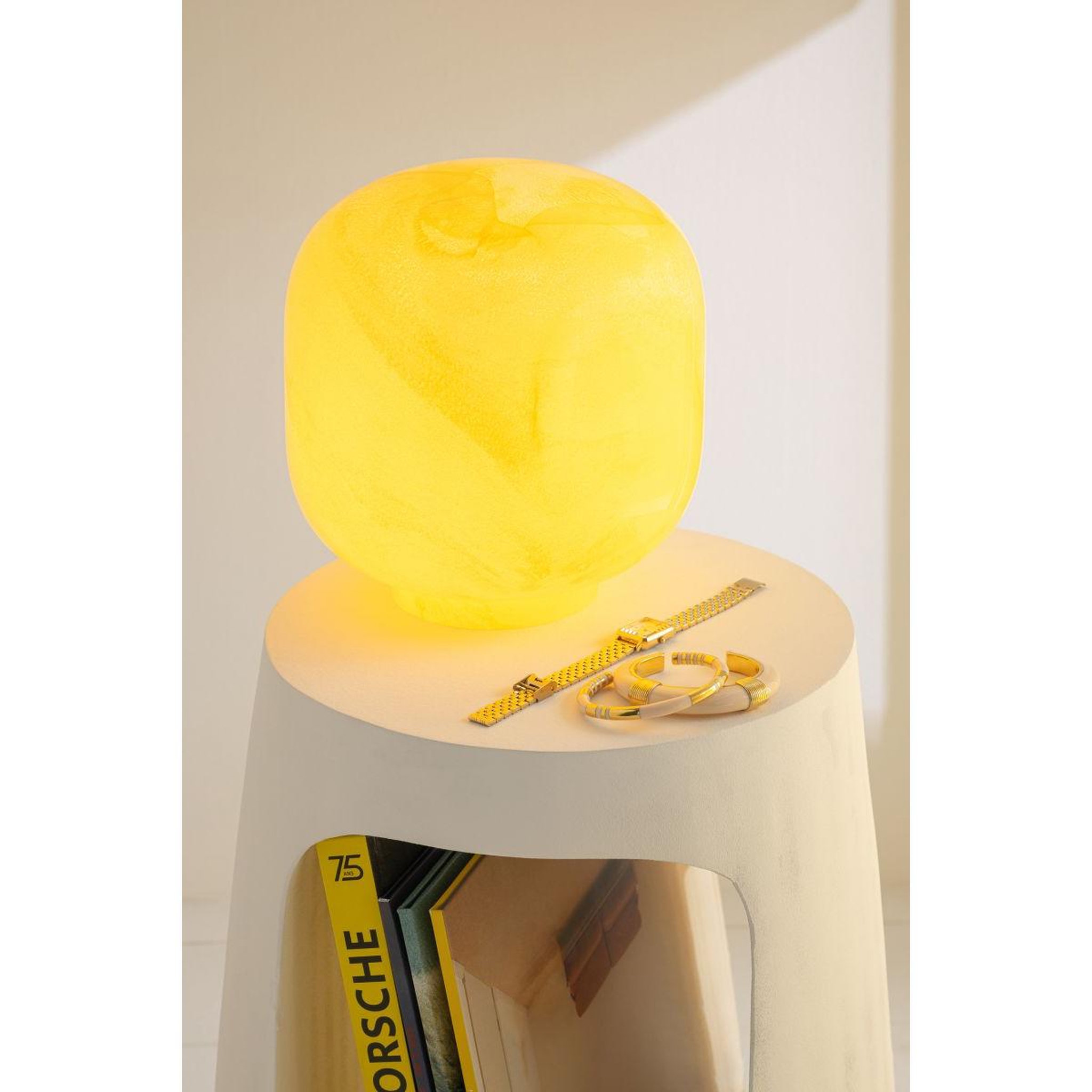 Voir la diapositive 6 : J-LINE Lampe à poser en verre  bola  21cm jaune