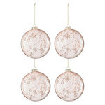 Paris Prix Lot de 4 Boules de Noël  Branches  12cm Rose