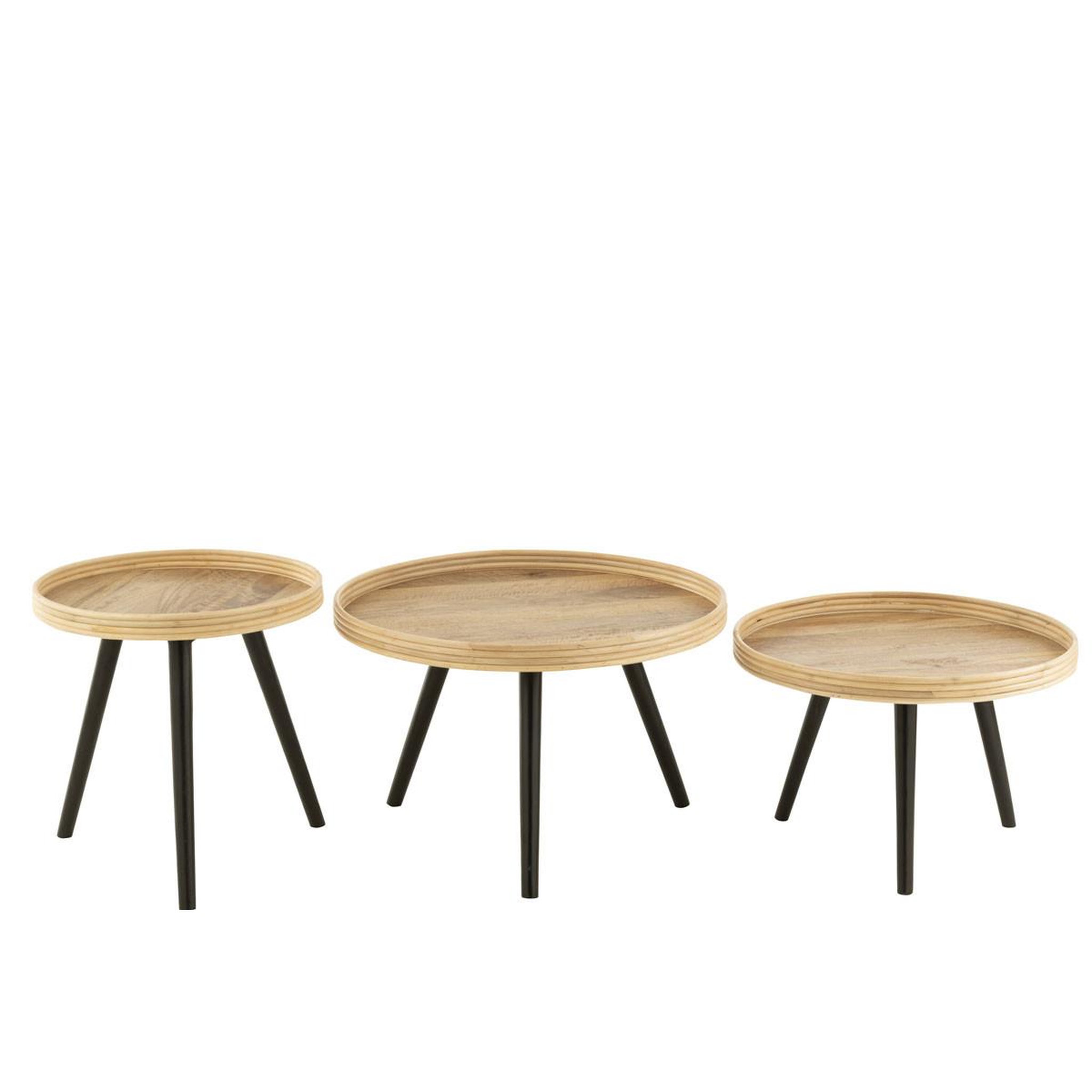 Voir la diapositive 2 : J-LINE Lot de 3 tables gigognes  perry  70cm naturel