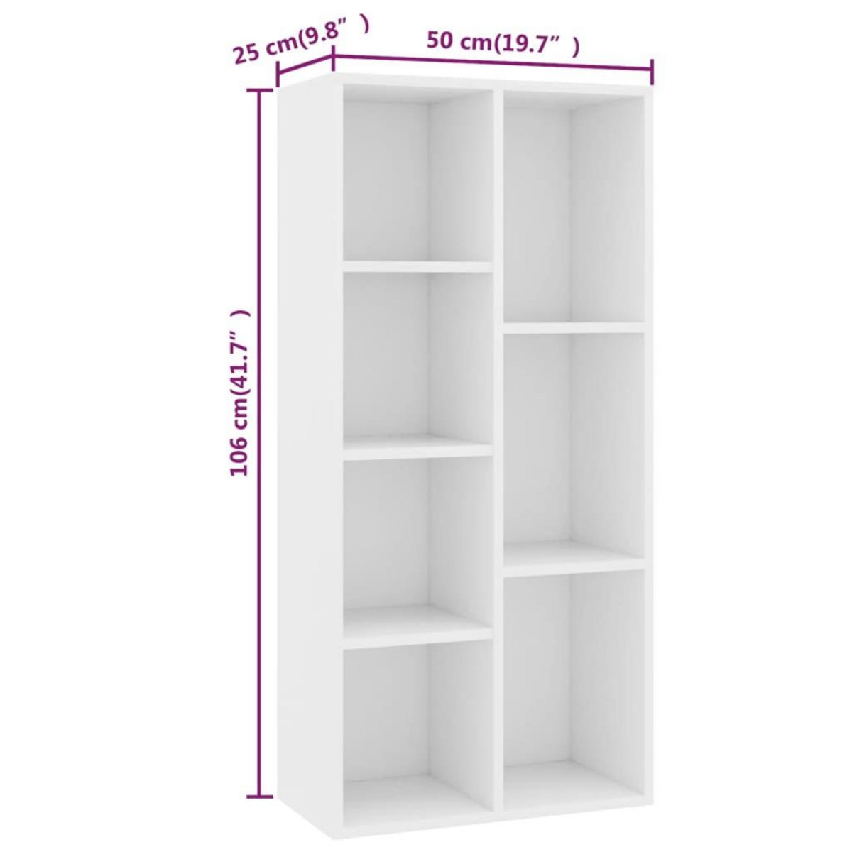 VIDAXL Bibliotheque Blanc 50x25x106 cm Bois d'ingenierie