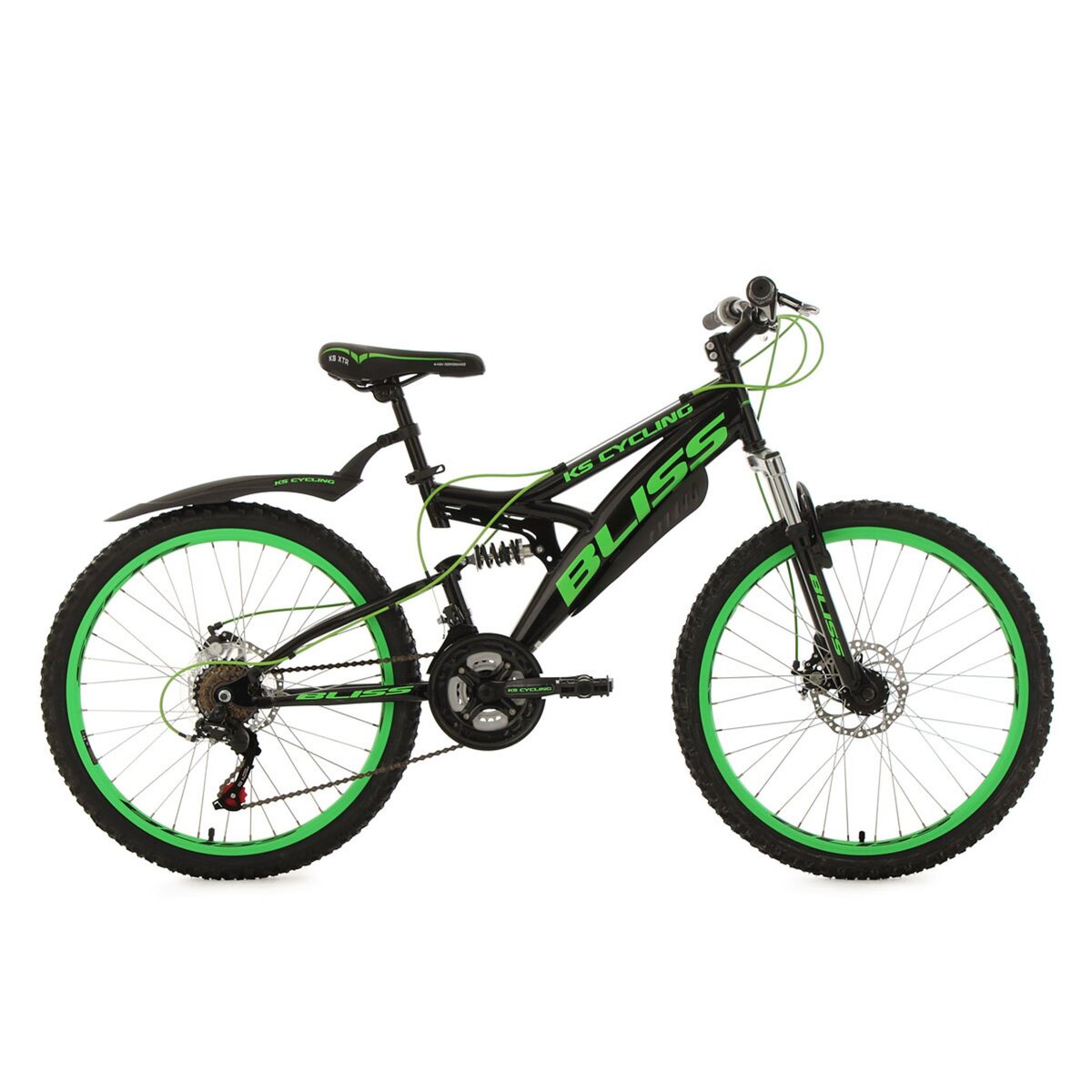 VTT tout suspendu adolescent 24 Bliss noir vert TC 38 cm pas