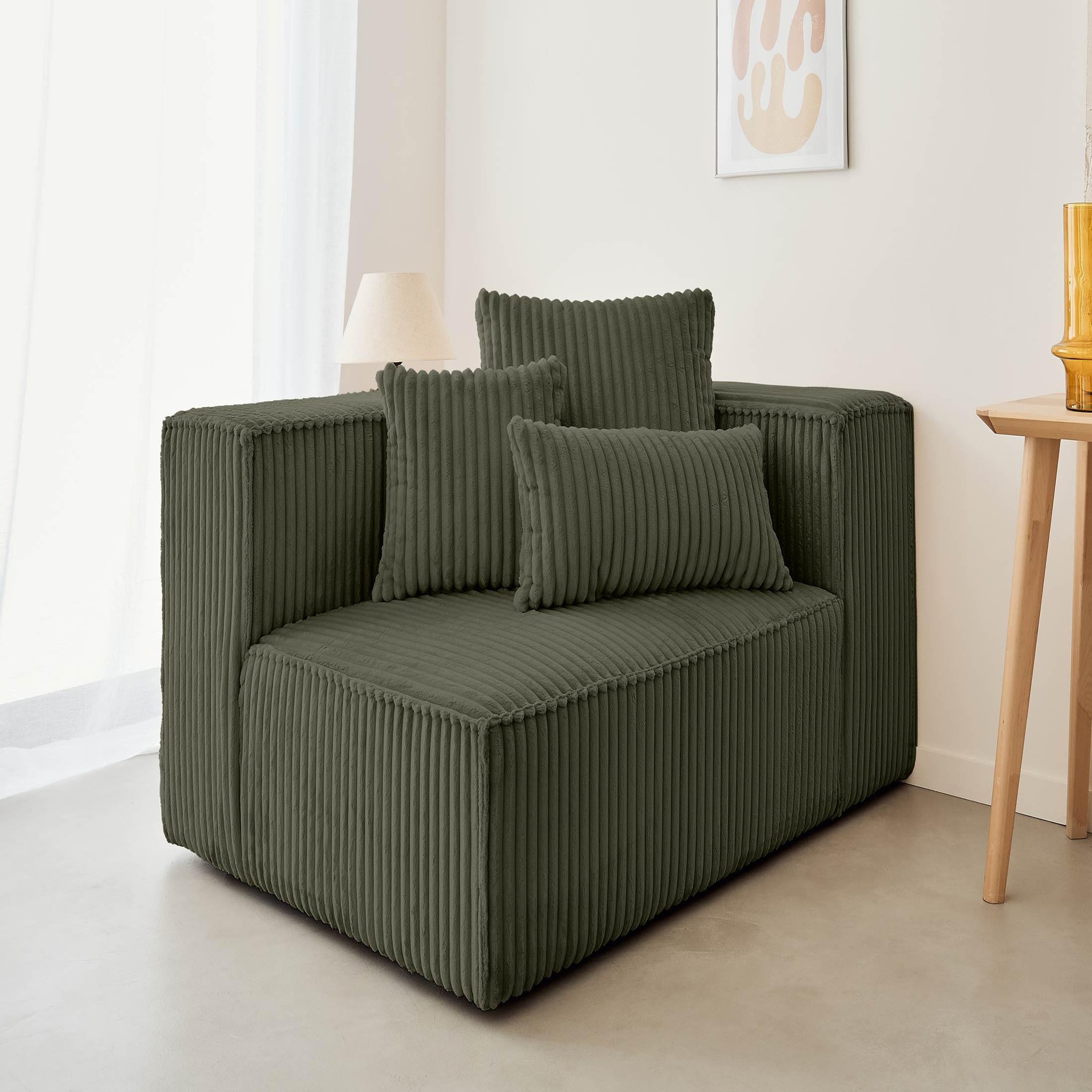 Voir la diapositive 1 : LISA DESIGN Colombine - module d'assise droit - en velours côtelé grosses côtes