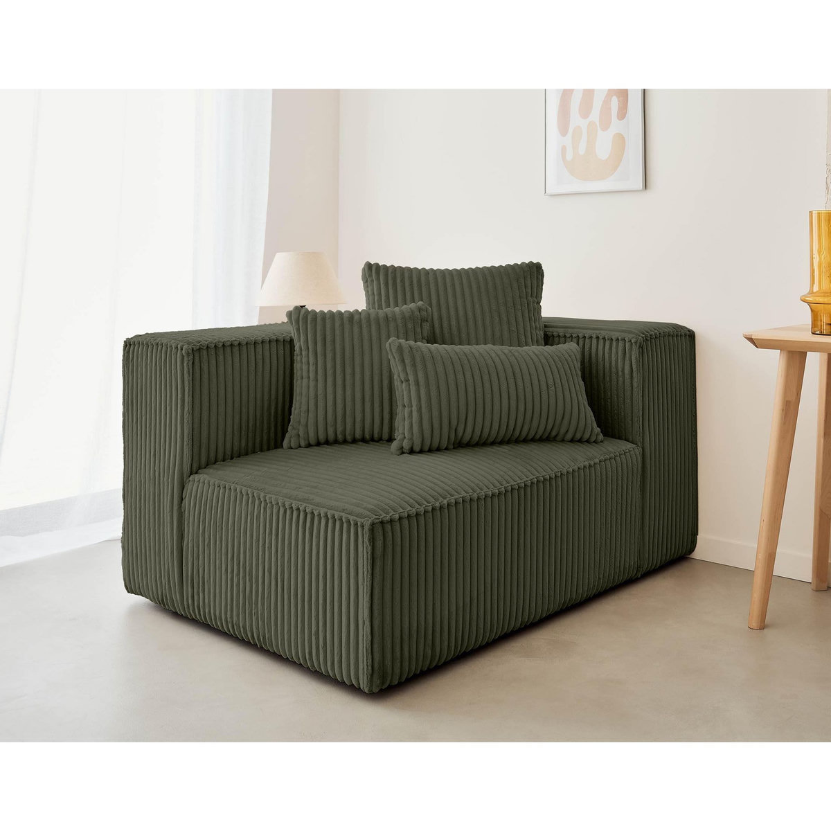 LISA DESIGN Colombine - module d'assise droit - en velours côtelé grosses côtes