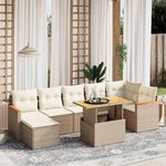 VIDAXL Salon de jardin avec coussins 8 pcs beige resine tressee
