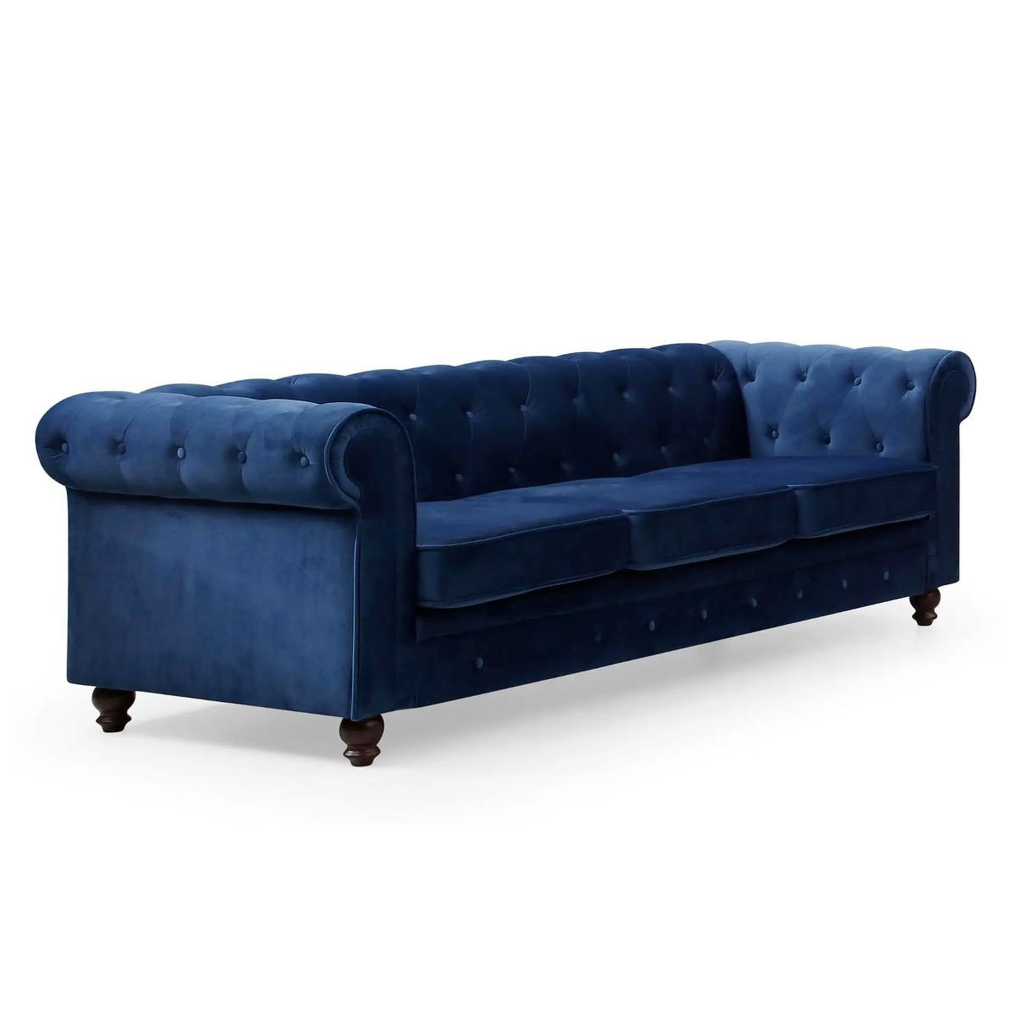 Voir la diapositive 2 : Paris Prix Canapé 3 places velours  chesterfield  209cm bleu
